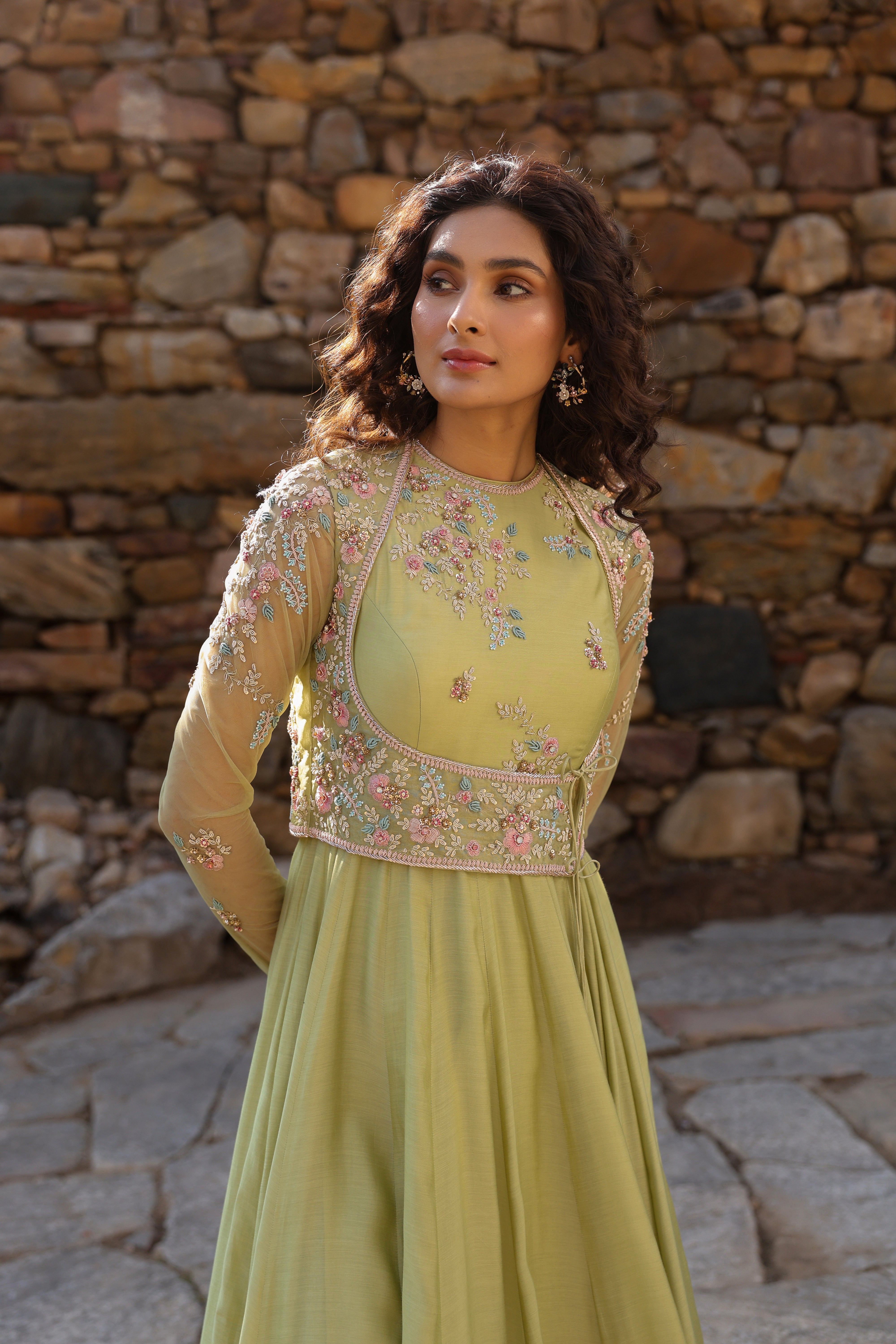 Vaayu Green Koti Anarkali Set