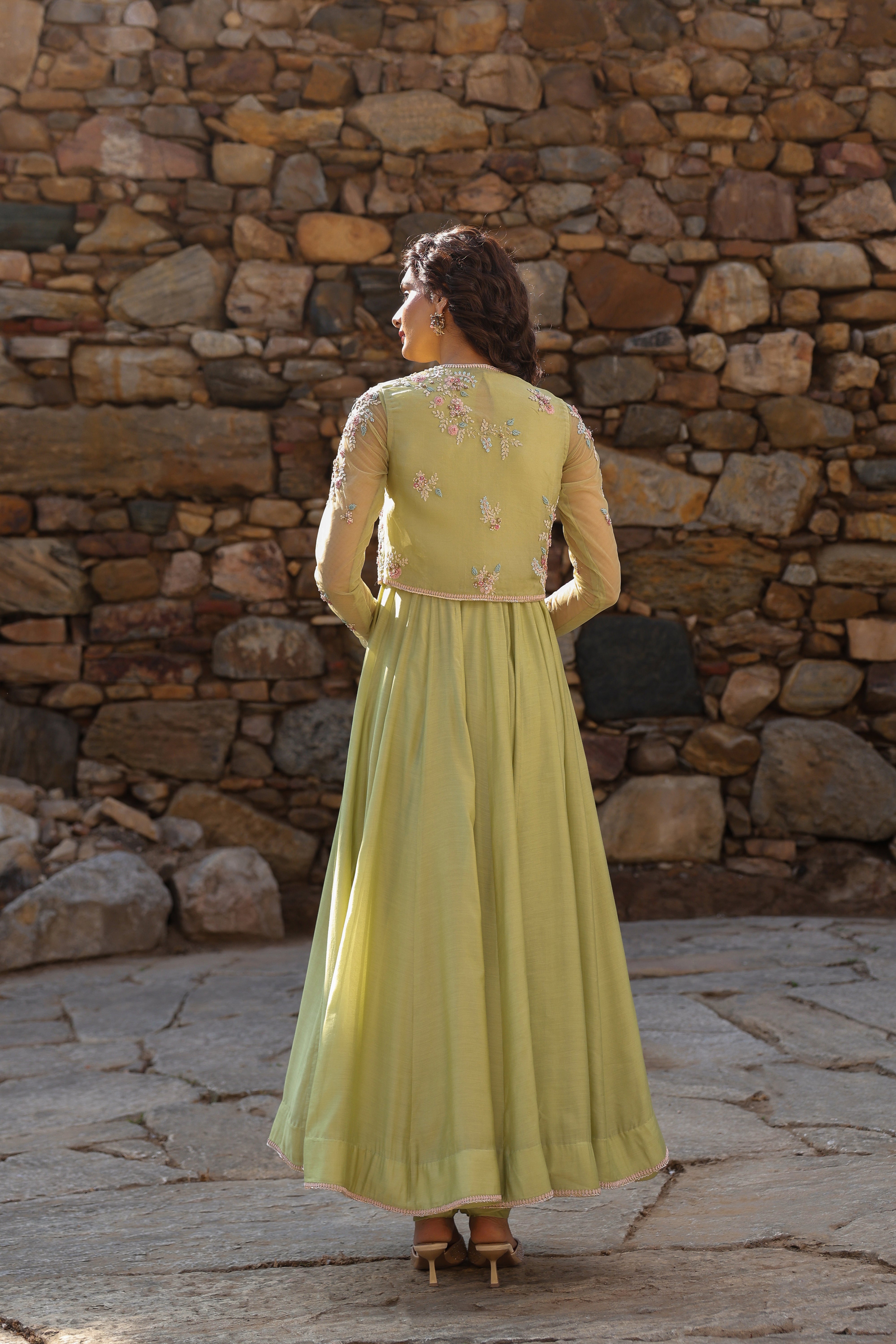 Vaayu Green Koti Anarkali Set
