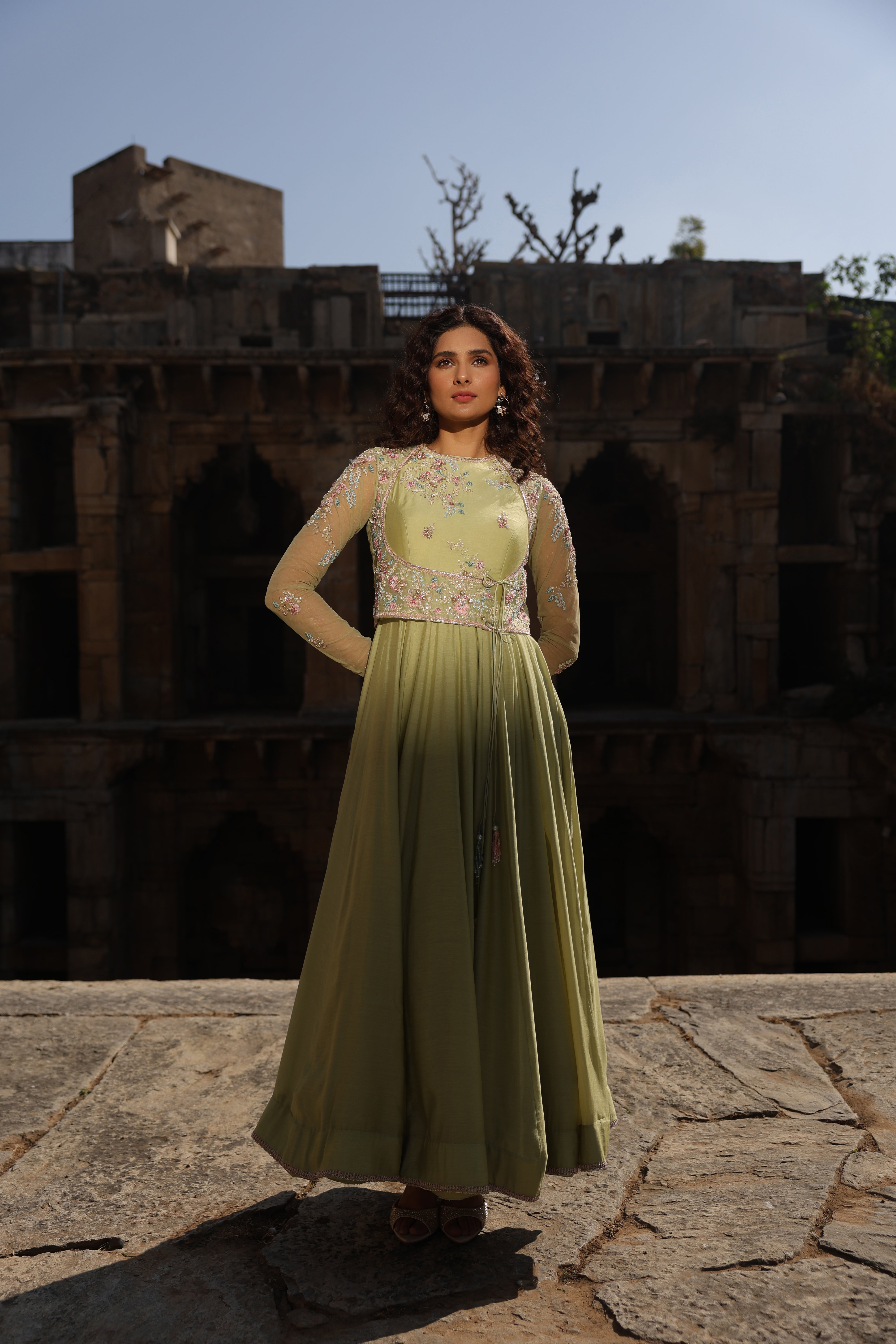 Vaayu Green Koti Anarkali Set