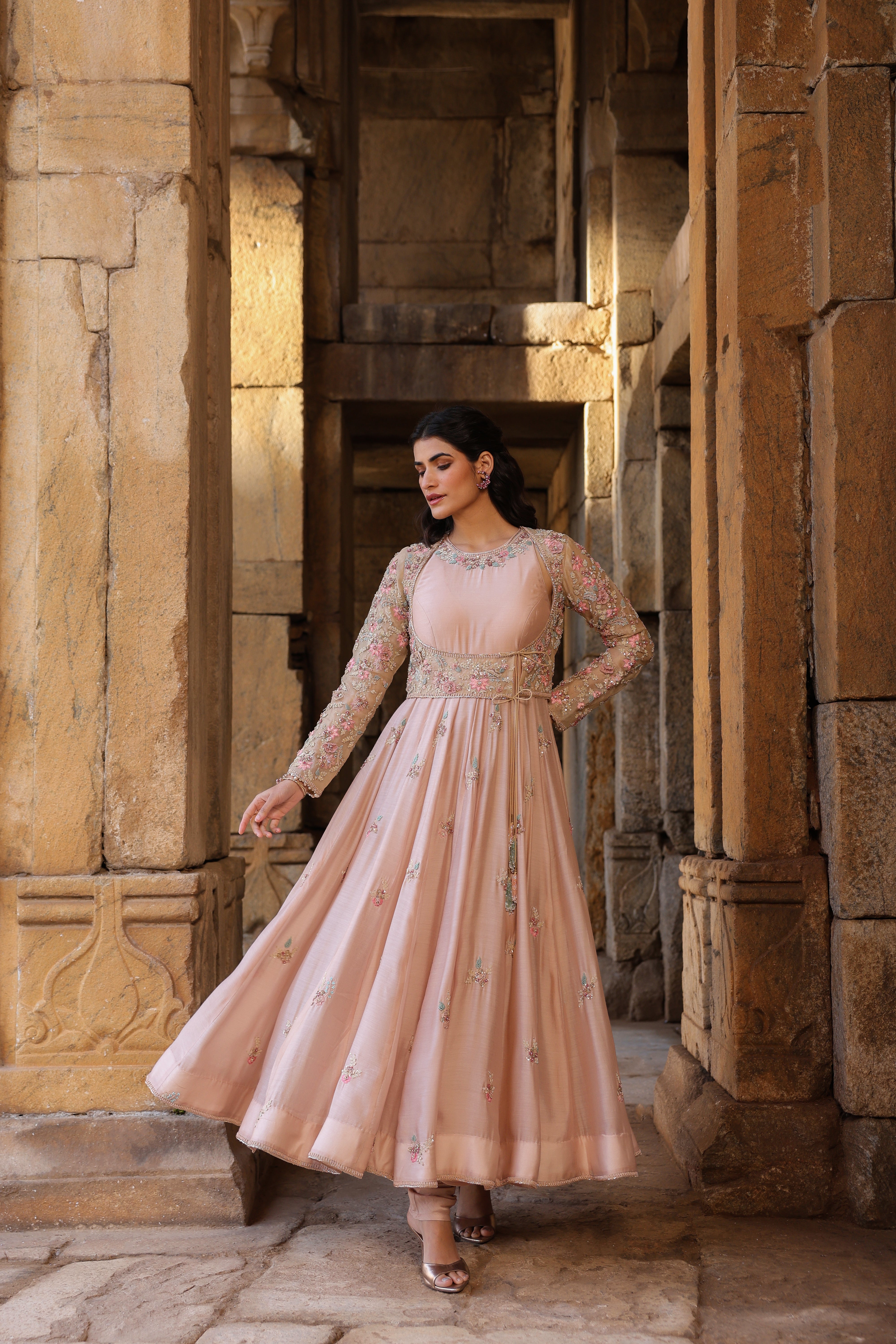 Vaayu Light Pink Heavy Koti Anarkali Set