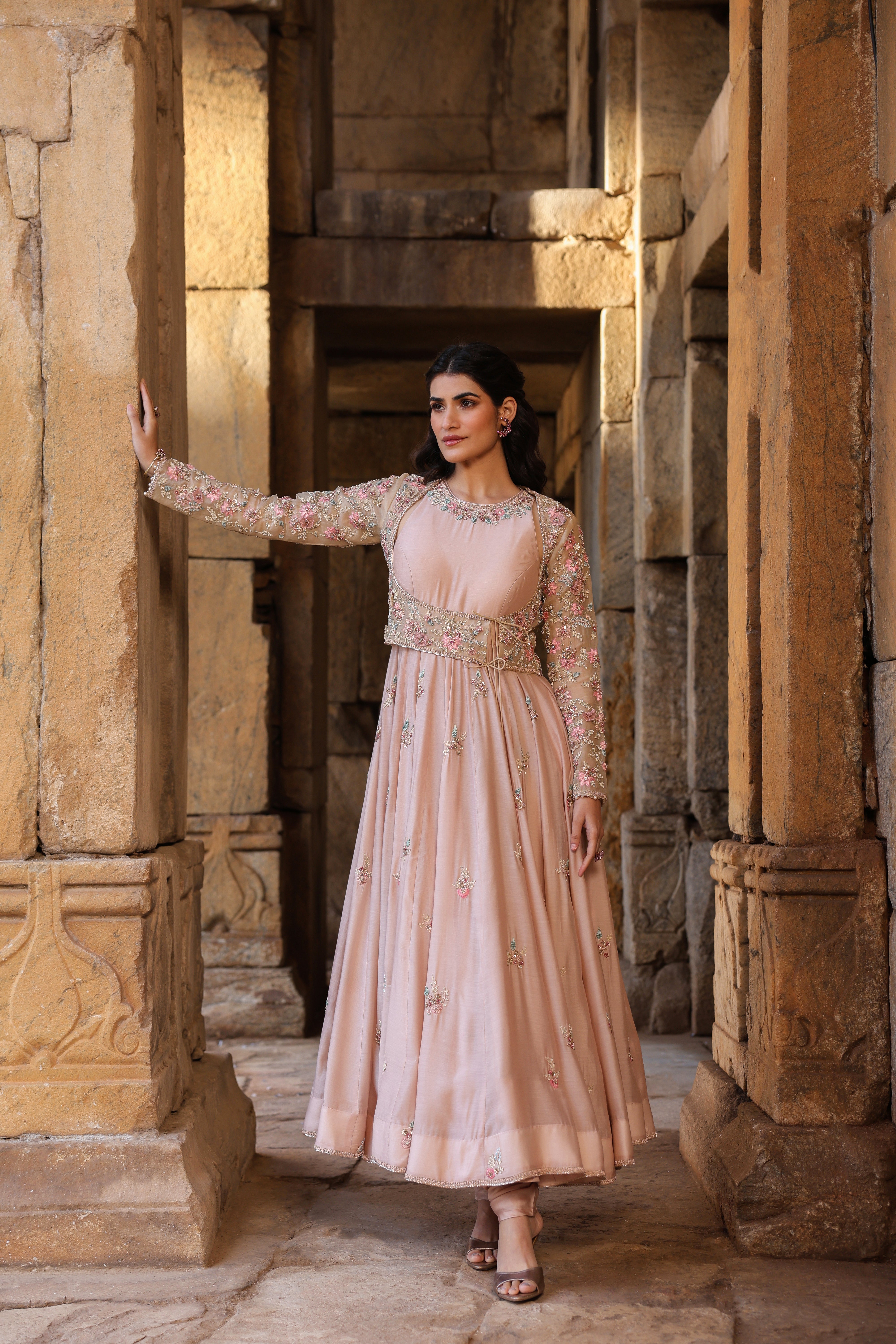 Vaayu Light Pink Heavy Koti Anarkali Set