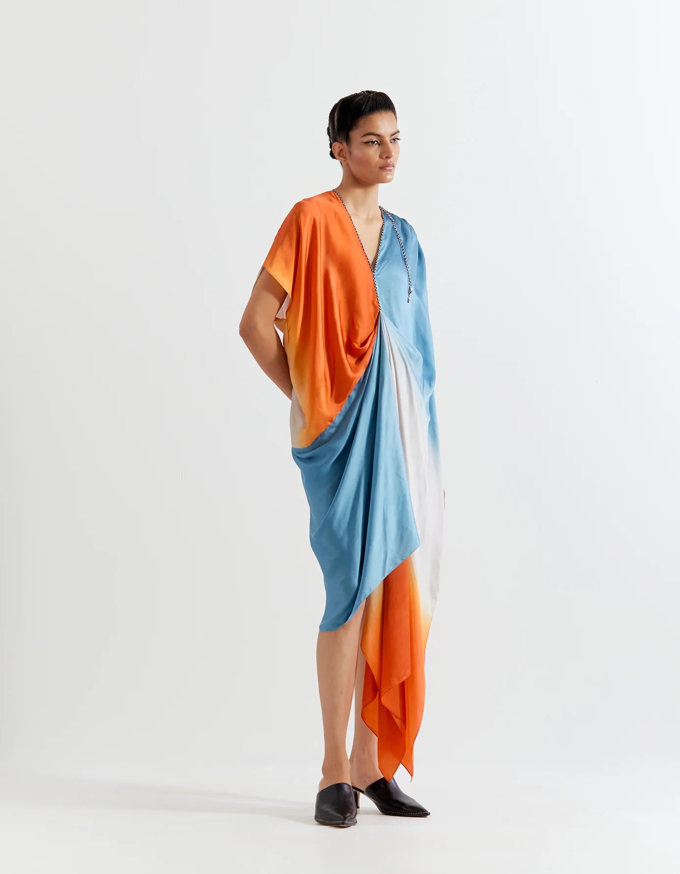 SILVER OMBRE RUCHED DRESS
