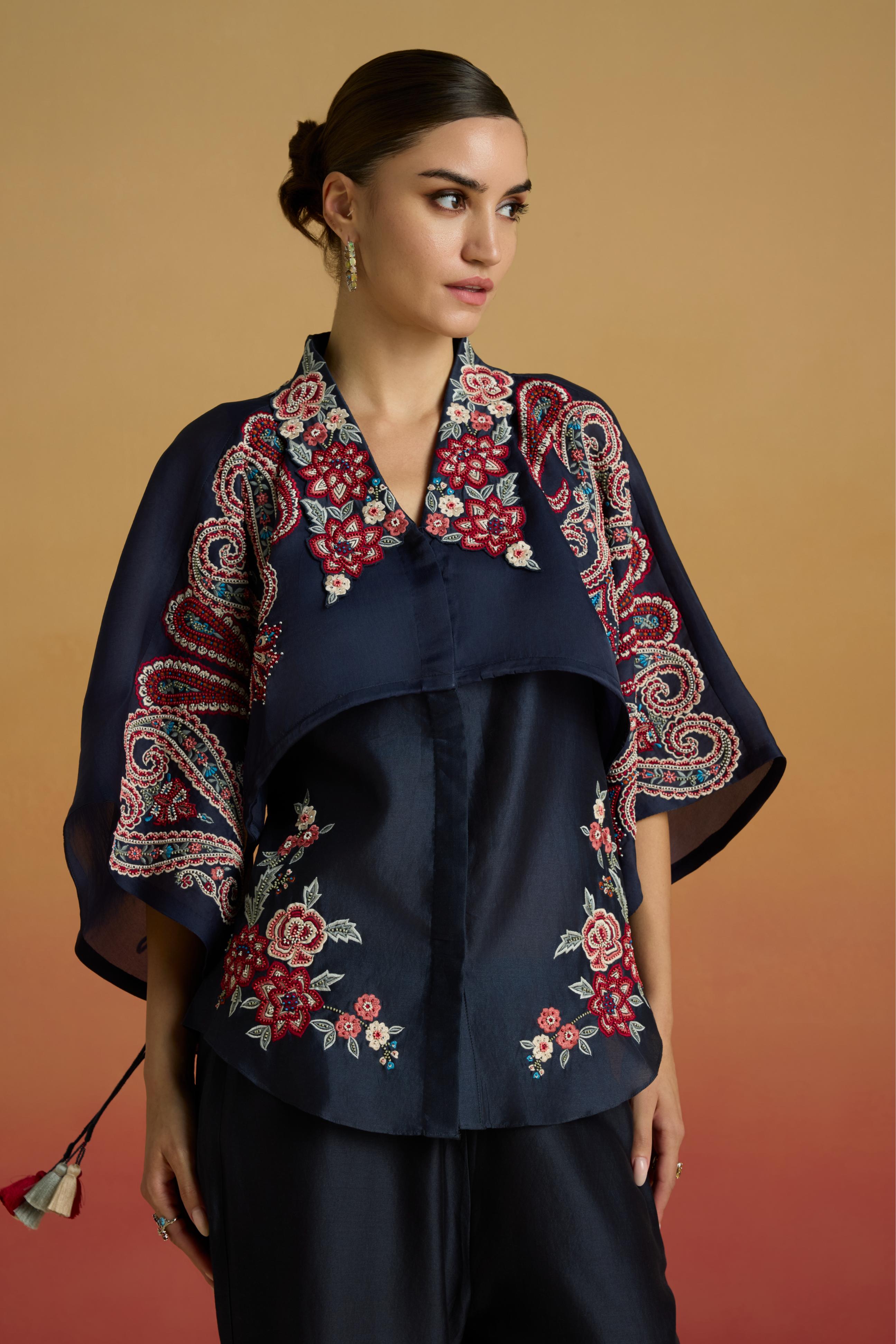 INDIGO PAISLEY LAYERED SHIRT