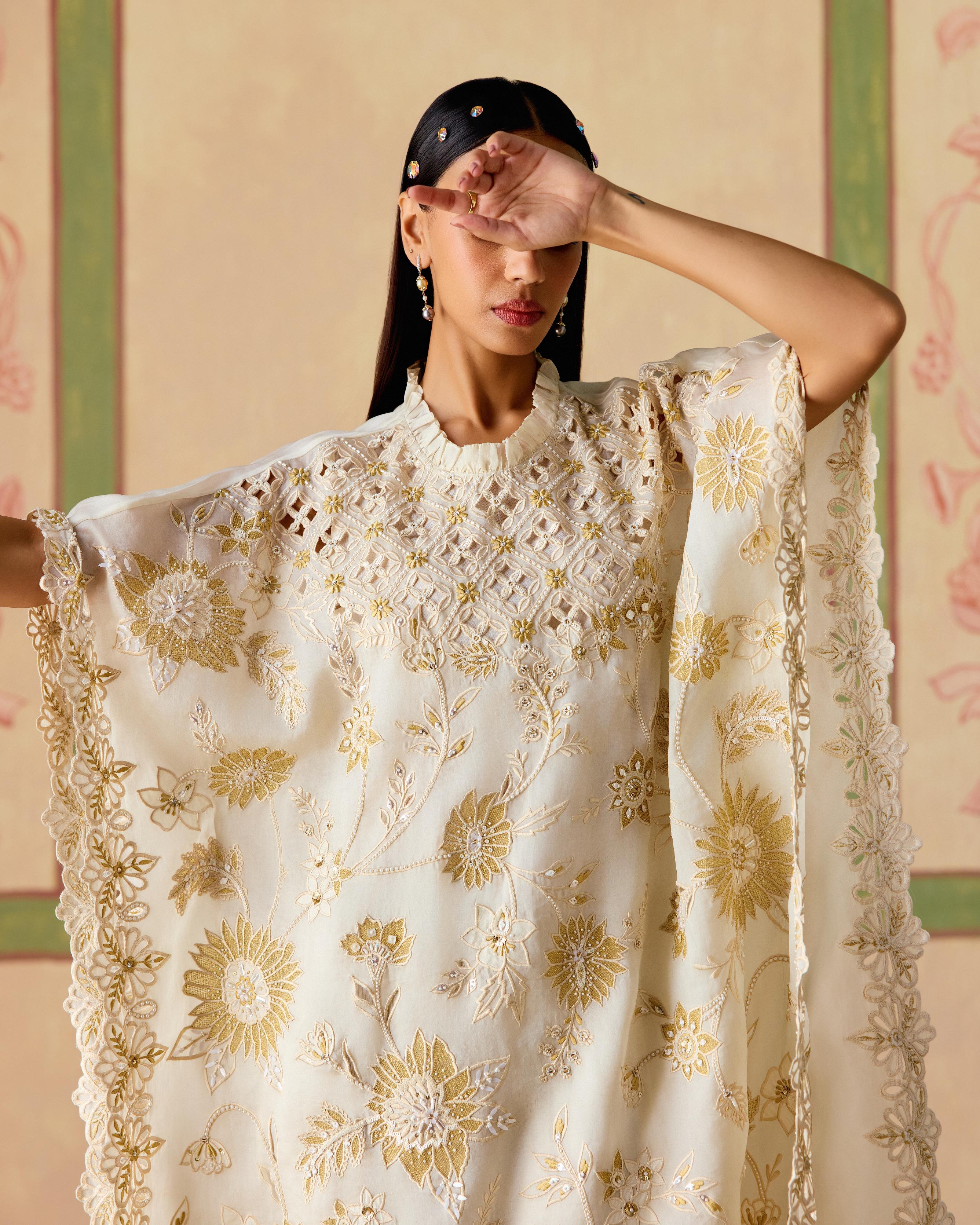 IVORY AND GOLD LONG KAFTAN