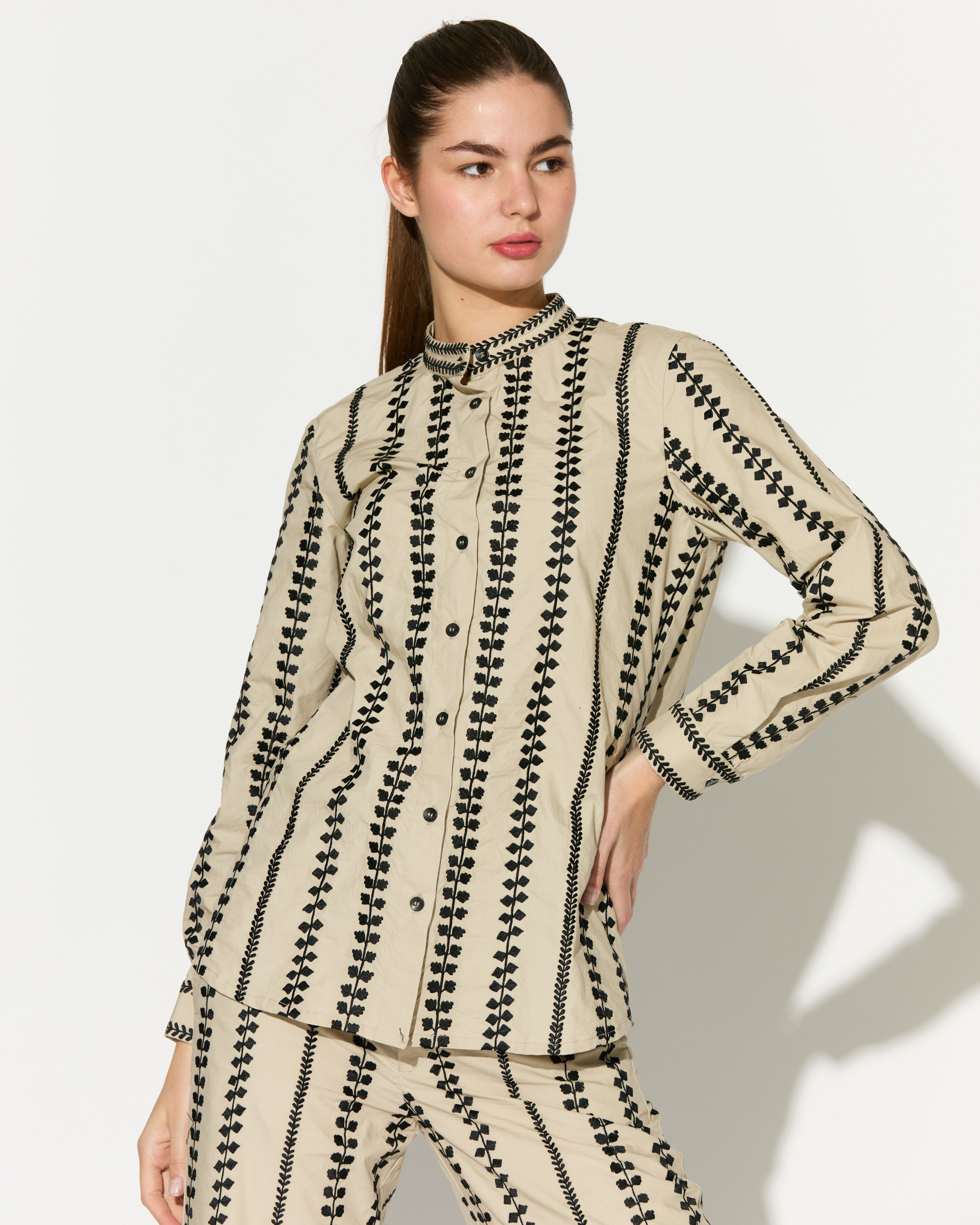 BEIGE EMBROIDERED SHIRT