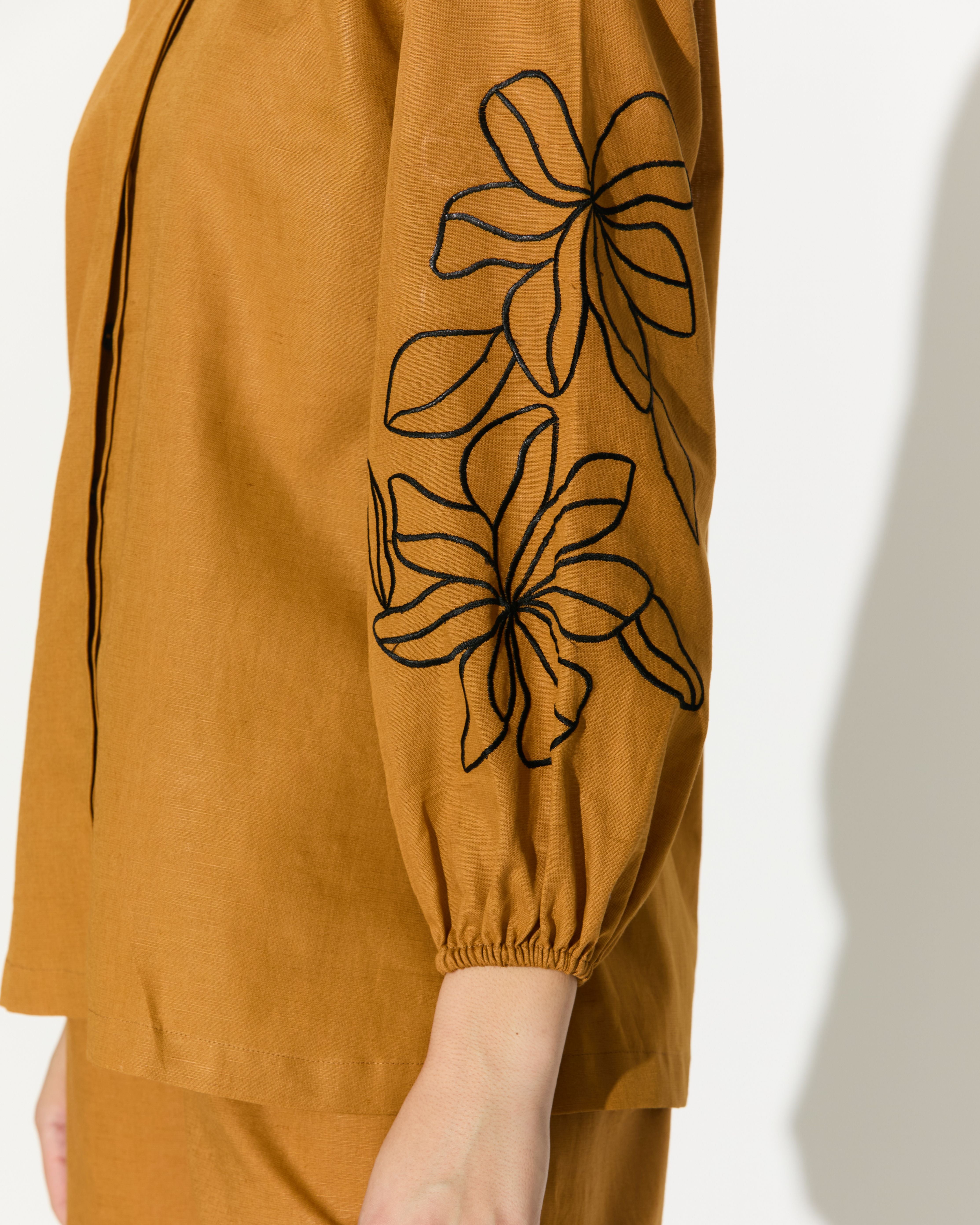 DARK MUSTARD EMBROIDERED SHIRT