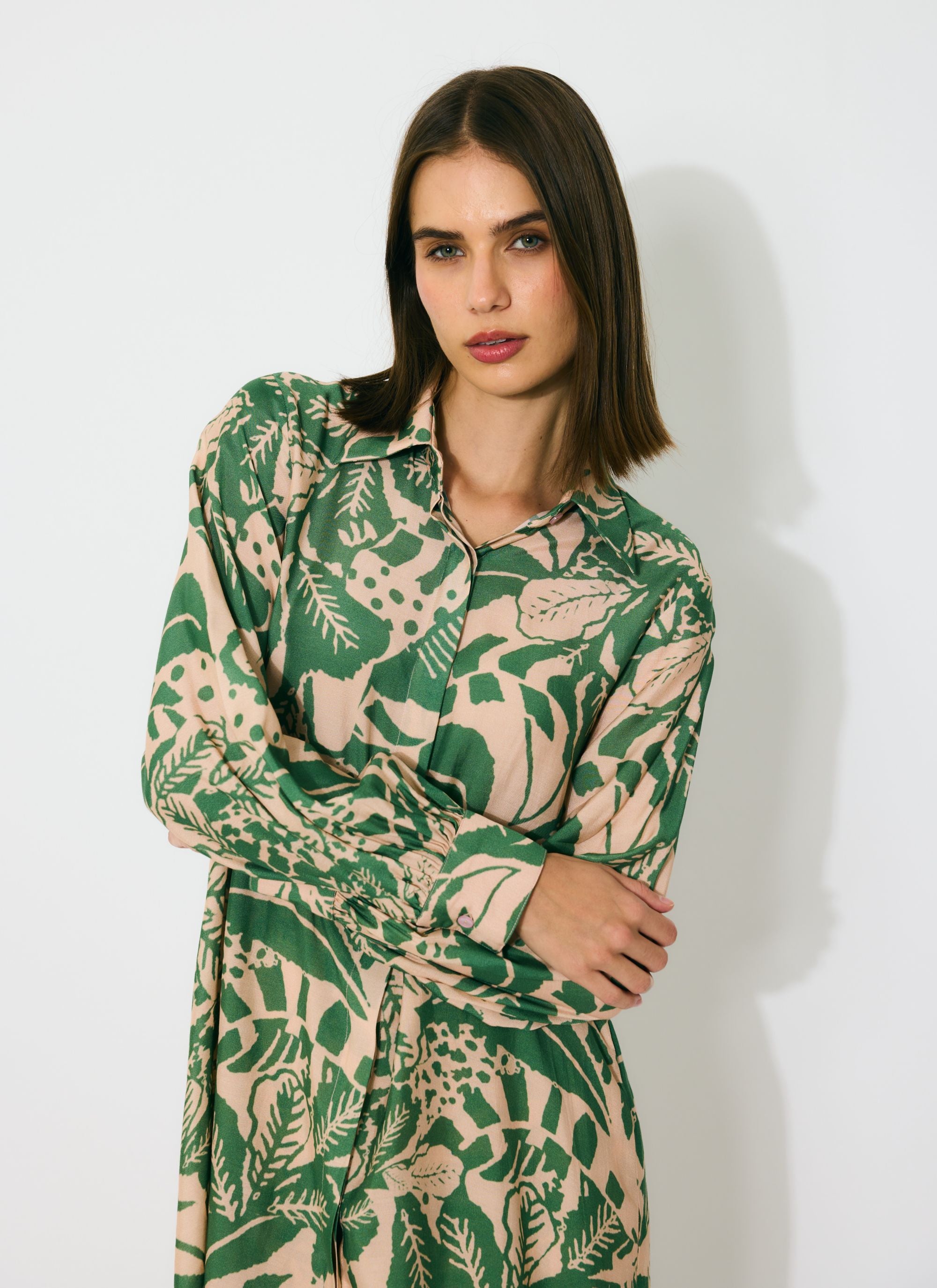 PEACH AND GREEN SHIRT
