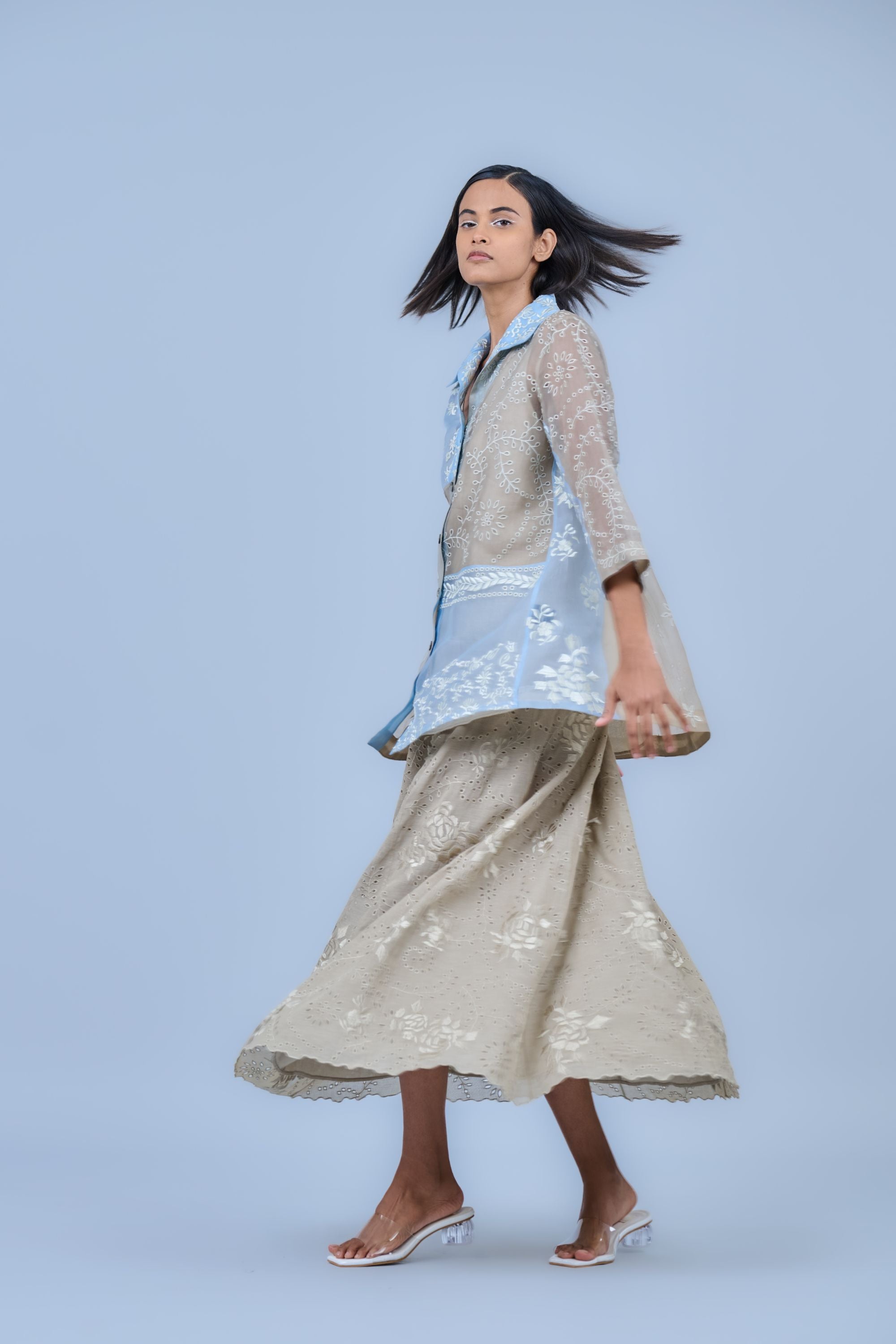 Ice Multi Ec Silk Organza Top