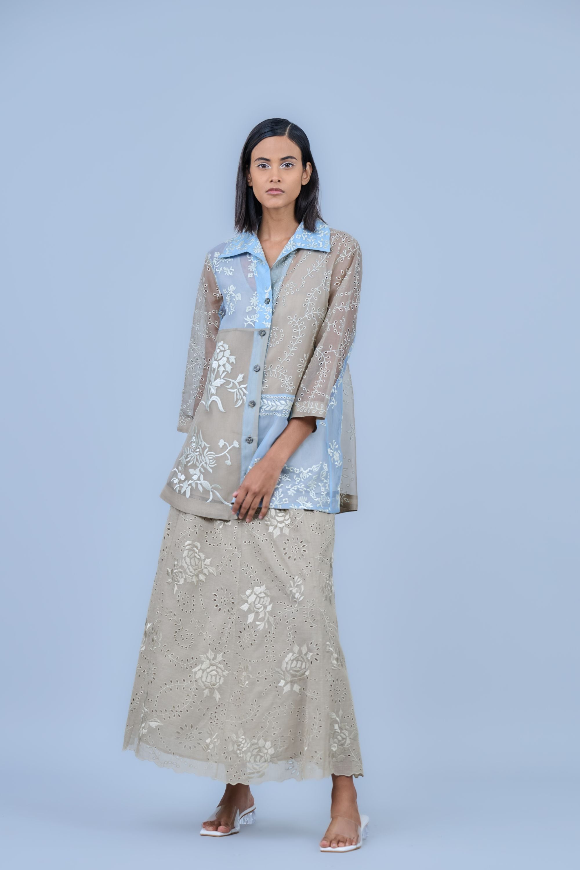 Ice Multi Ec Silk Organza Top