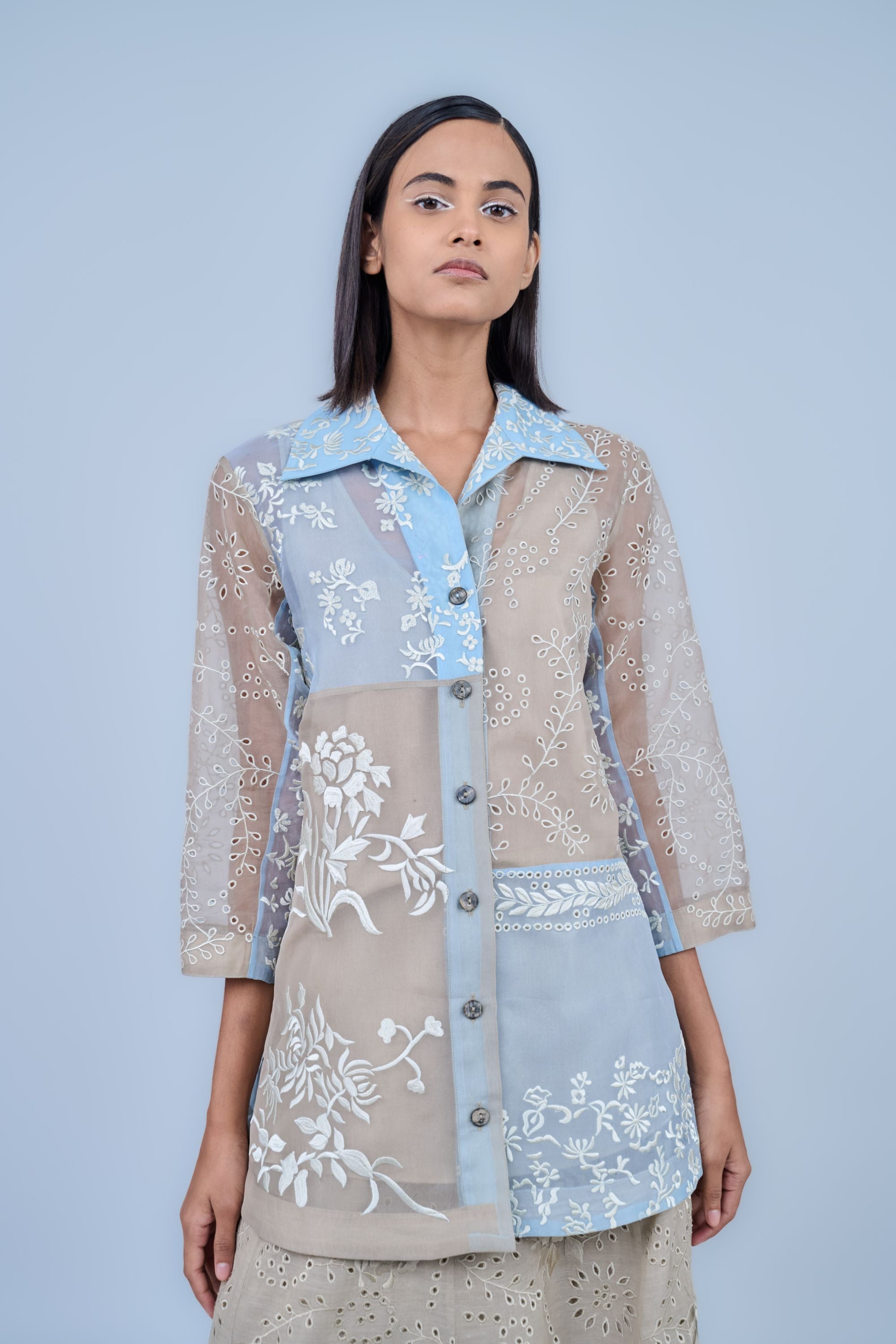 Ice Multi Ec Silk Organza Top