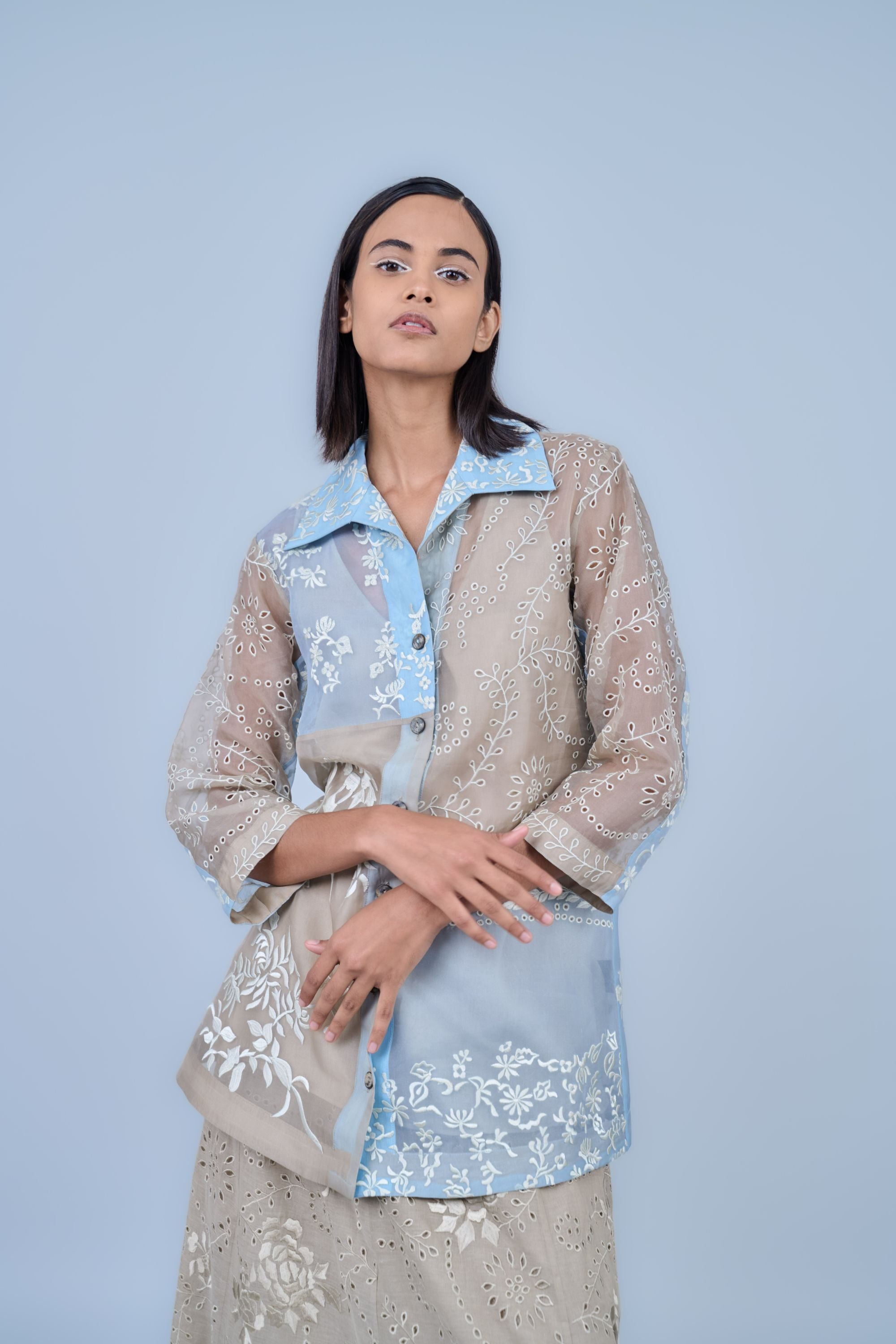 Ice Multi Ec Silk Organza Top