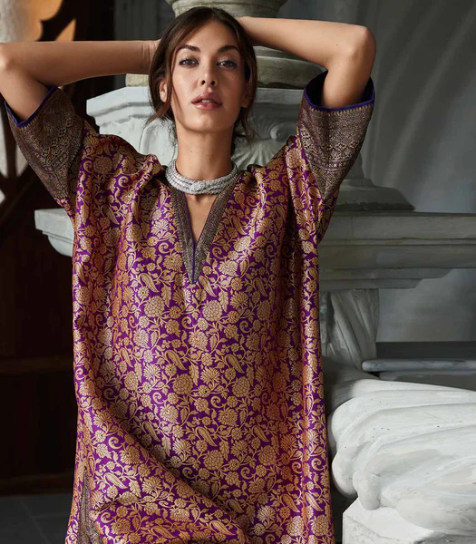 Purple Banarasi Kaftan