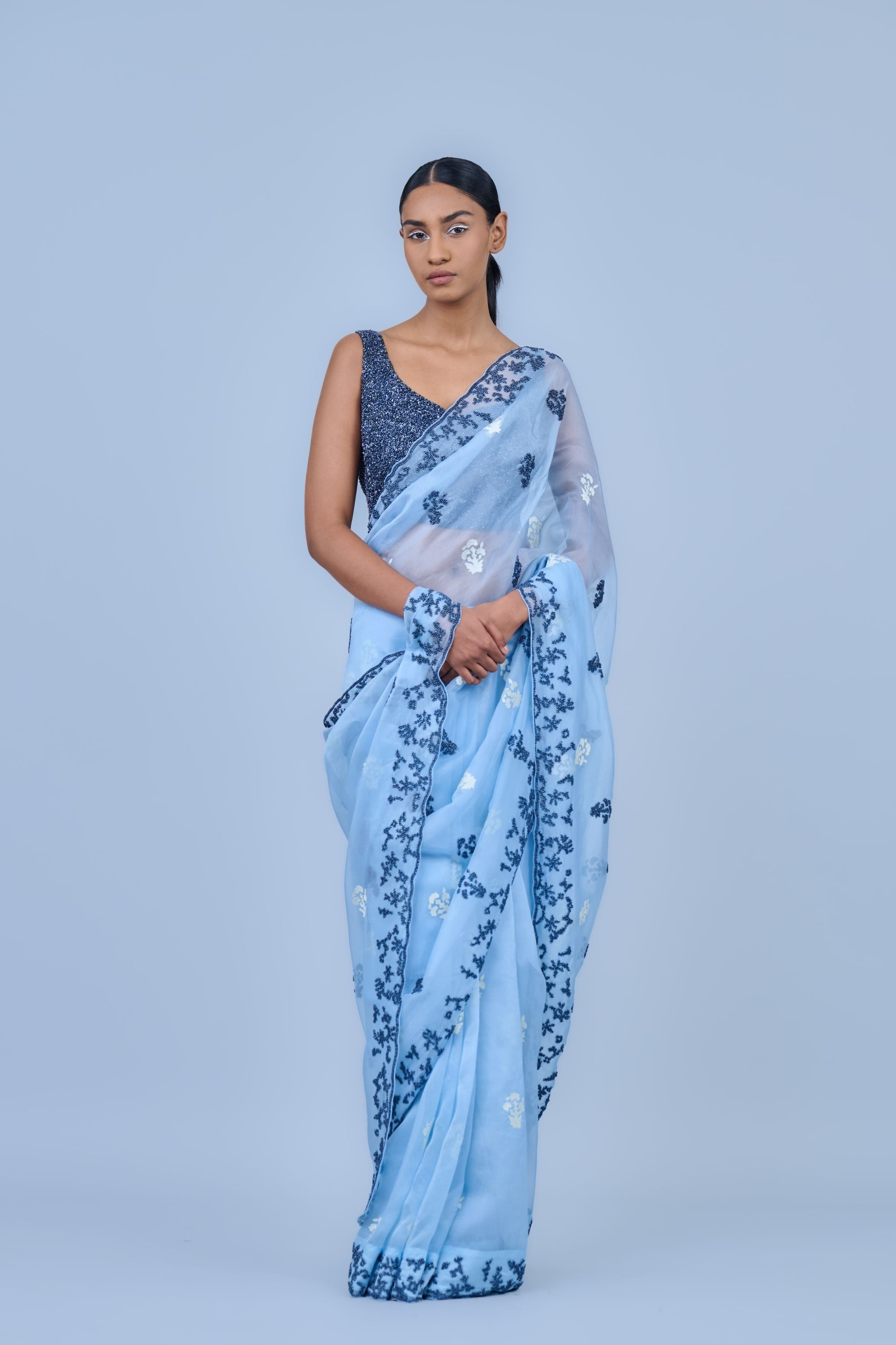 Ice Ec Spc Silk Organza Sari