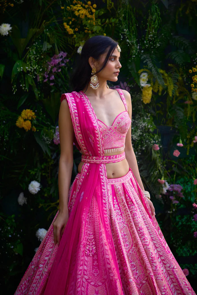 Fuchsia Pink Lehenga Set – Deval The Multi Designer Store Fuchsia Pink Lehenga Set – Deval The Multi Designer Store