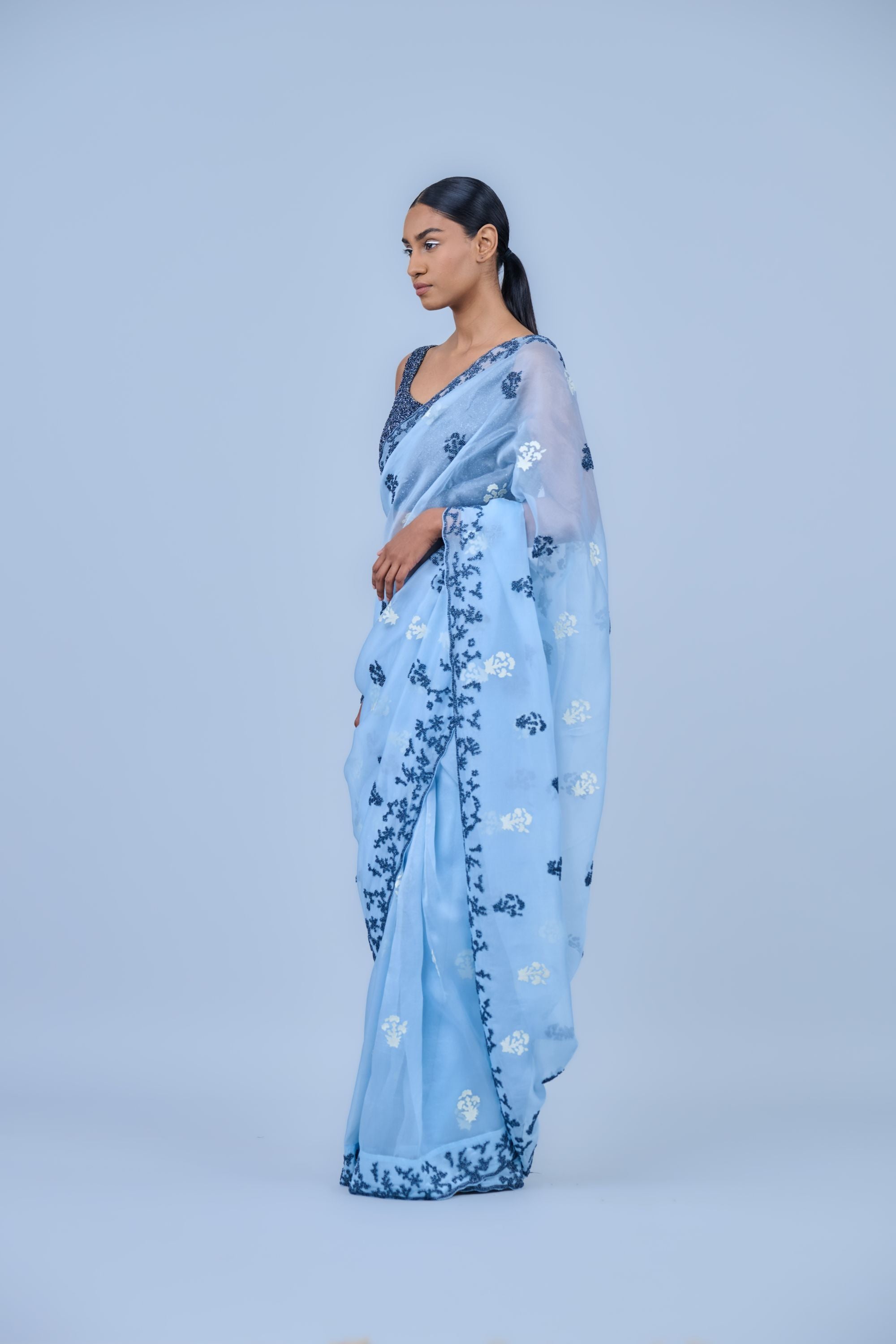 Ice Ec Spc Silk Organza Sari