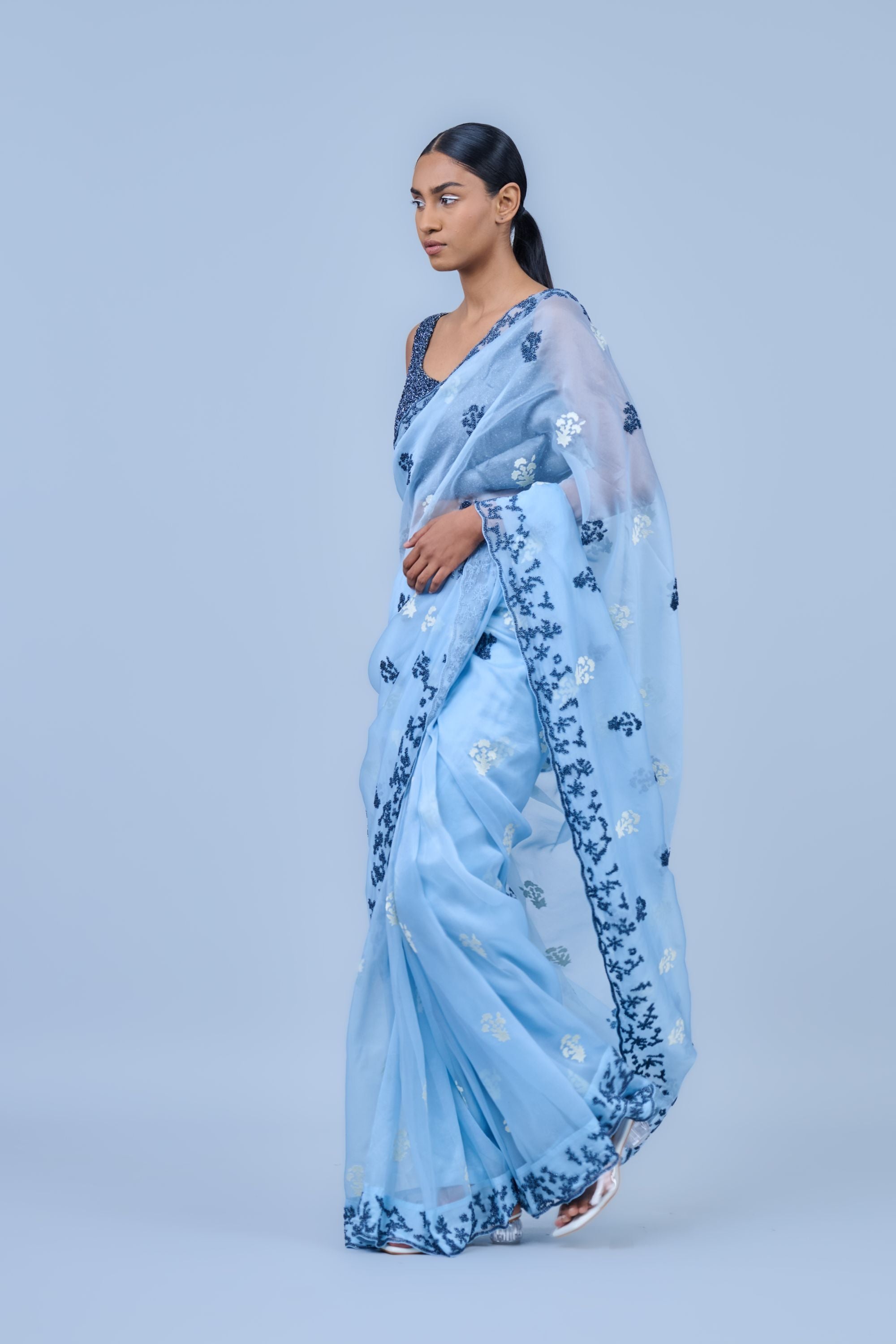 Ice Ec Spc Silk Organza Sari