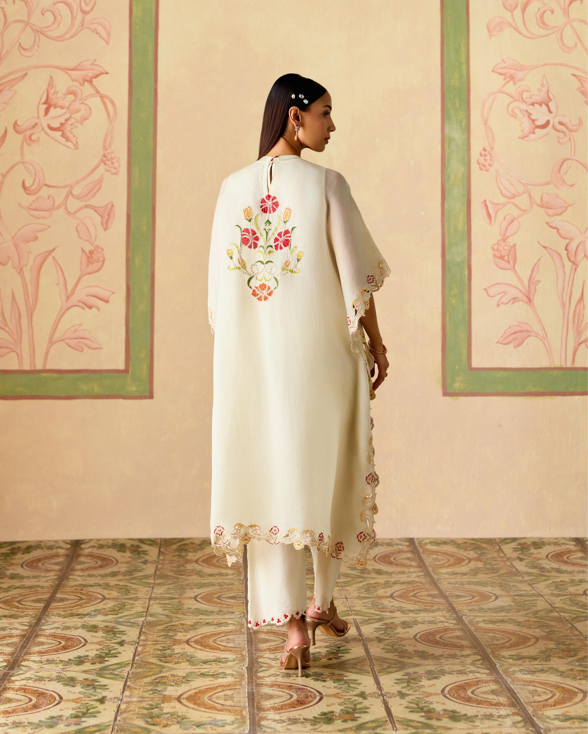 IVORY APPLIQUE KAFTAN