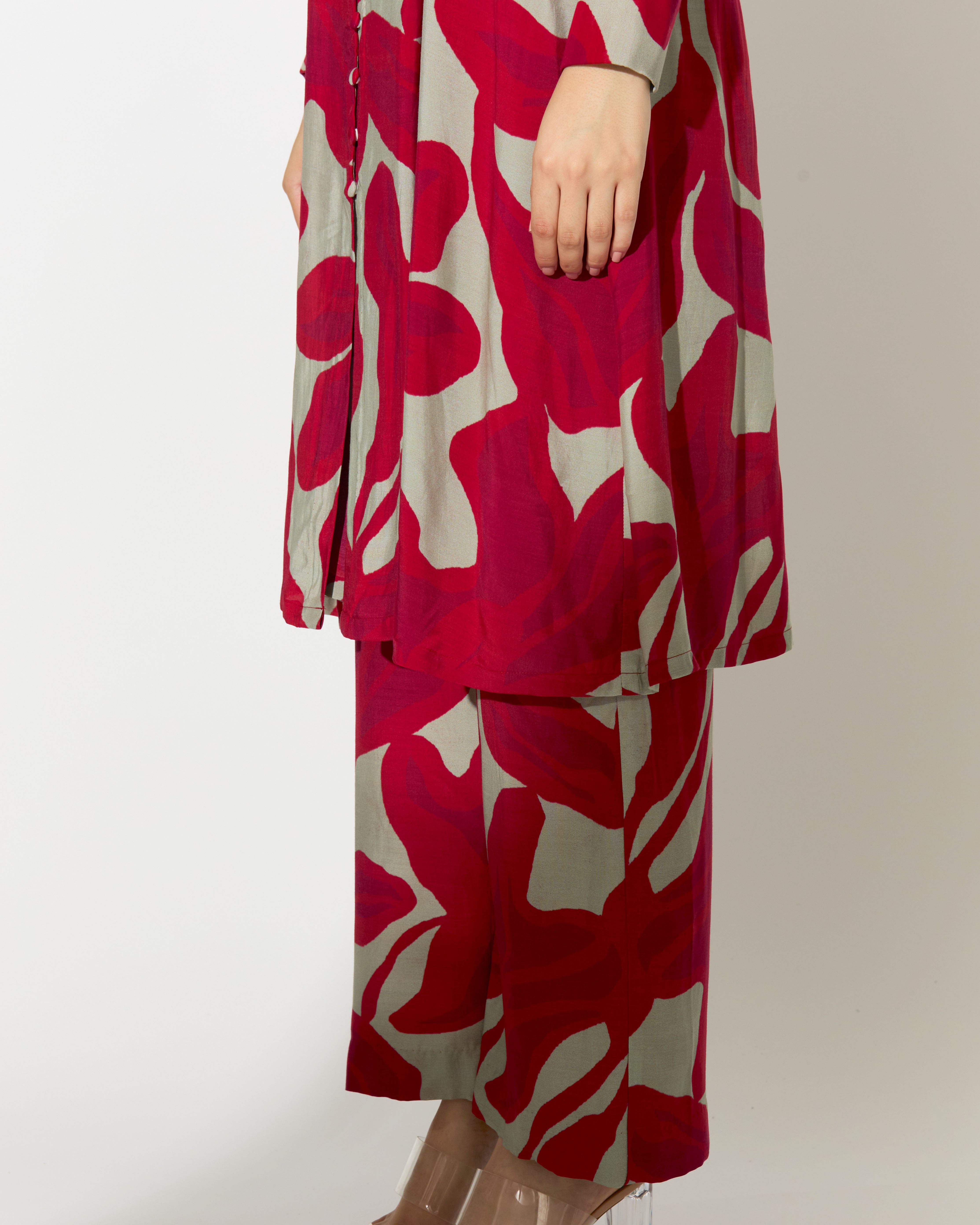 BEIGE AND HOT PINK FLORAL PANTS