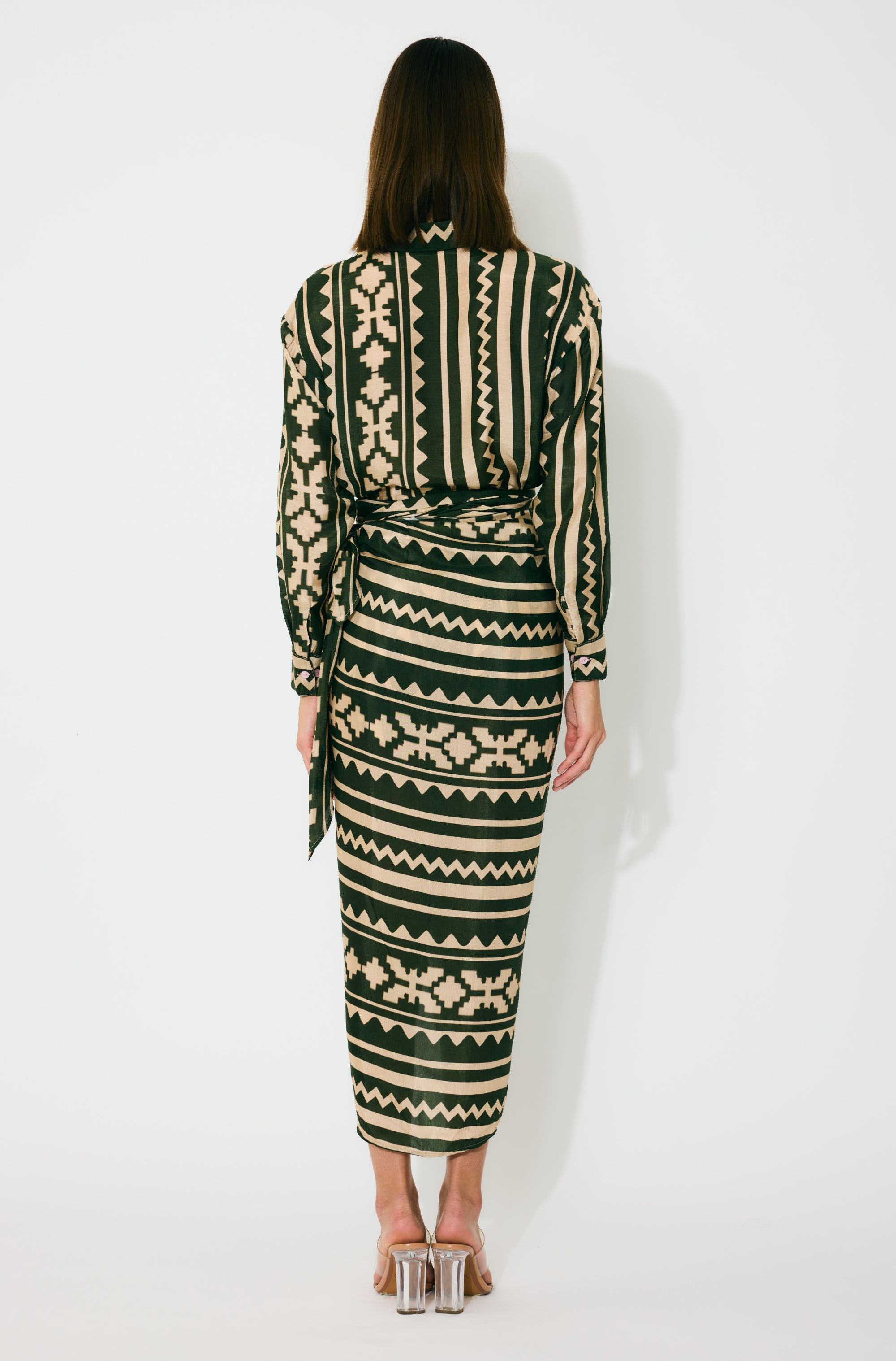 DARK GREEN AND CREAM PATTERN SHIRT