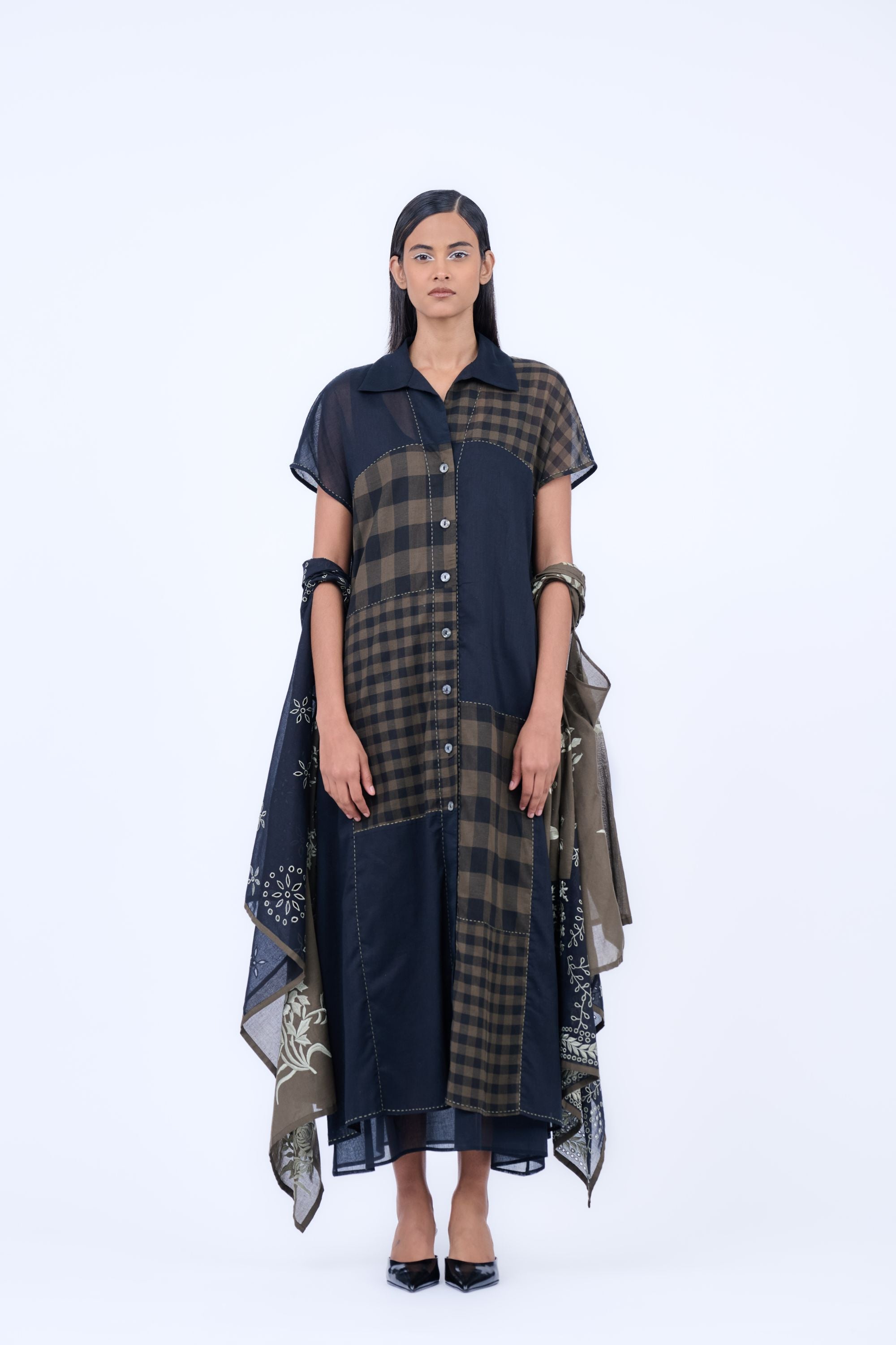 Khaki Handloom Cotton Dress