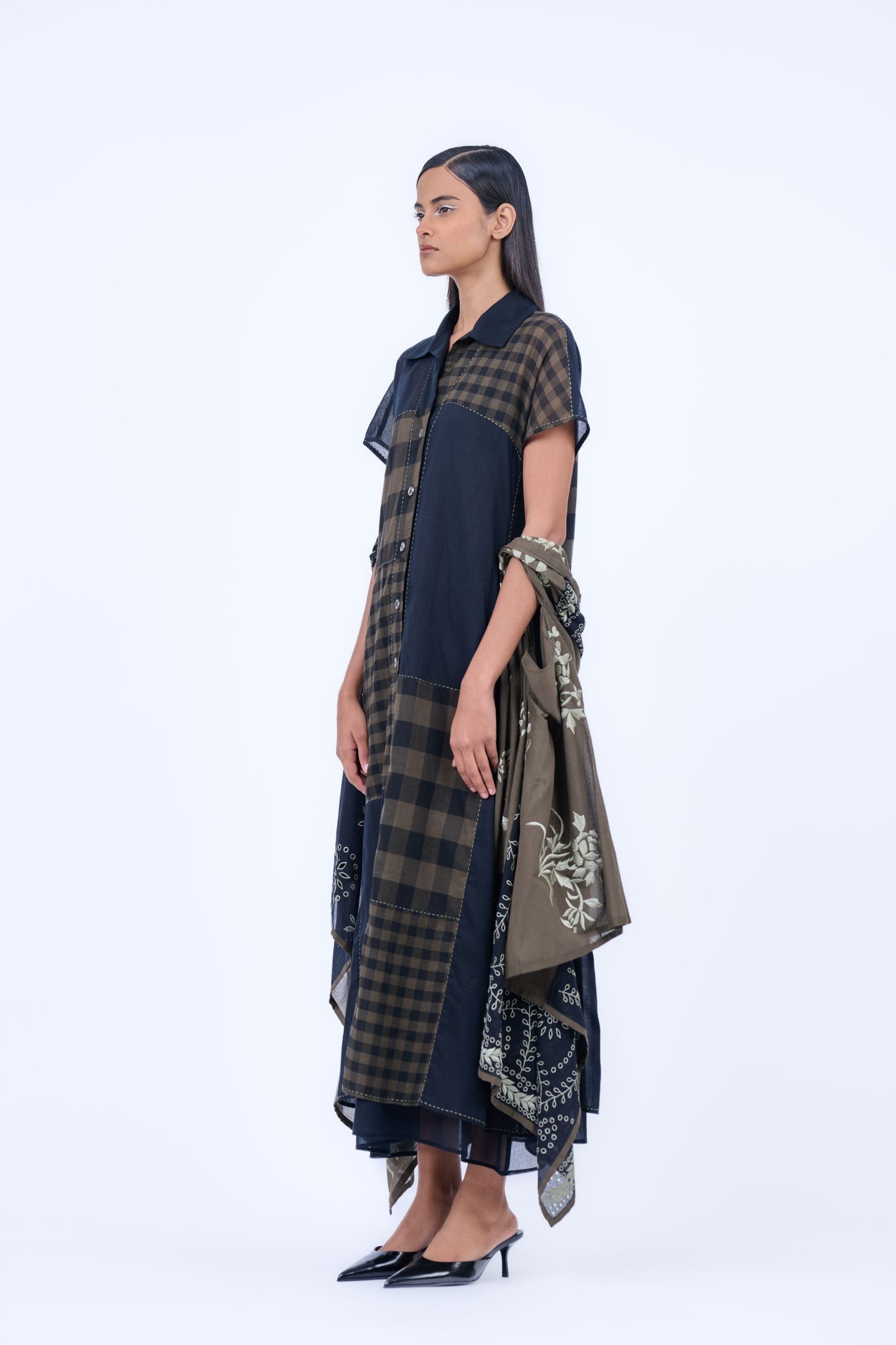 Khaki Handloom Cotton Dress