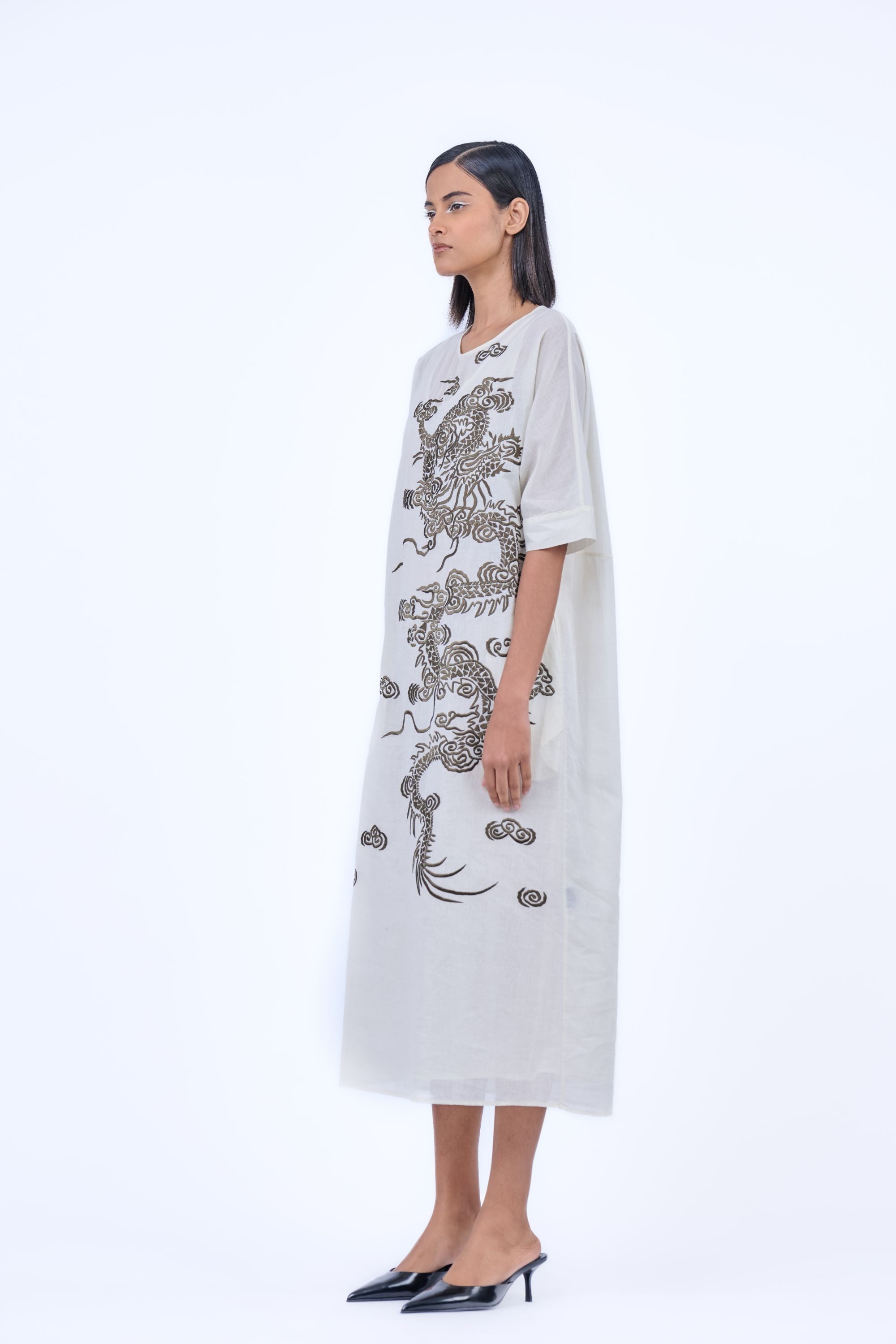Ecru Kh Handloom Cotton Dress