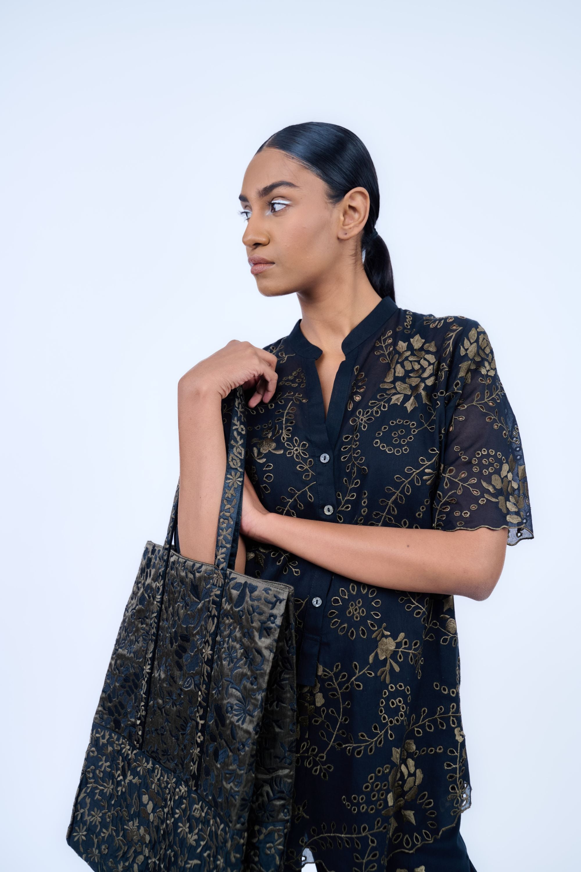 Space Blk Cv Satin Bag