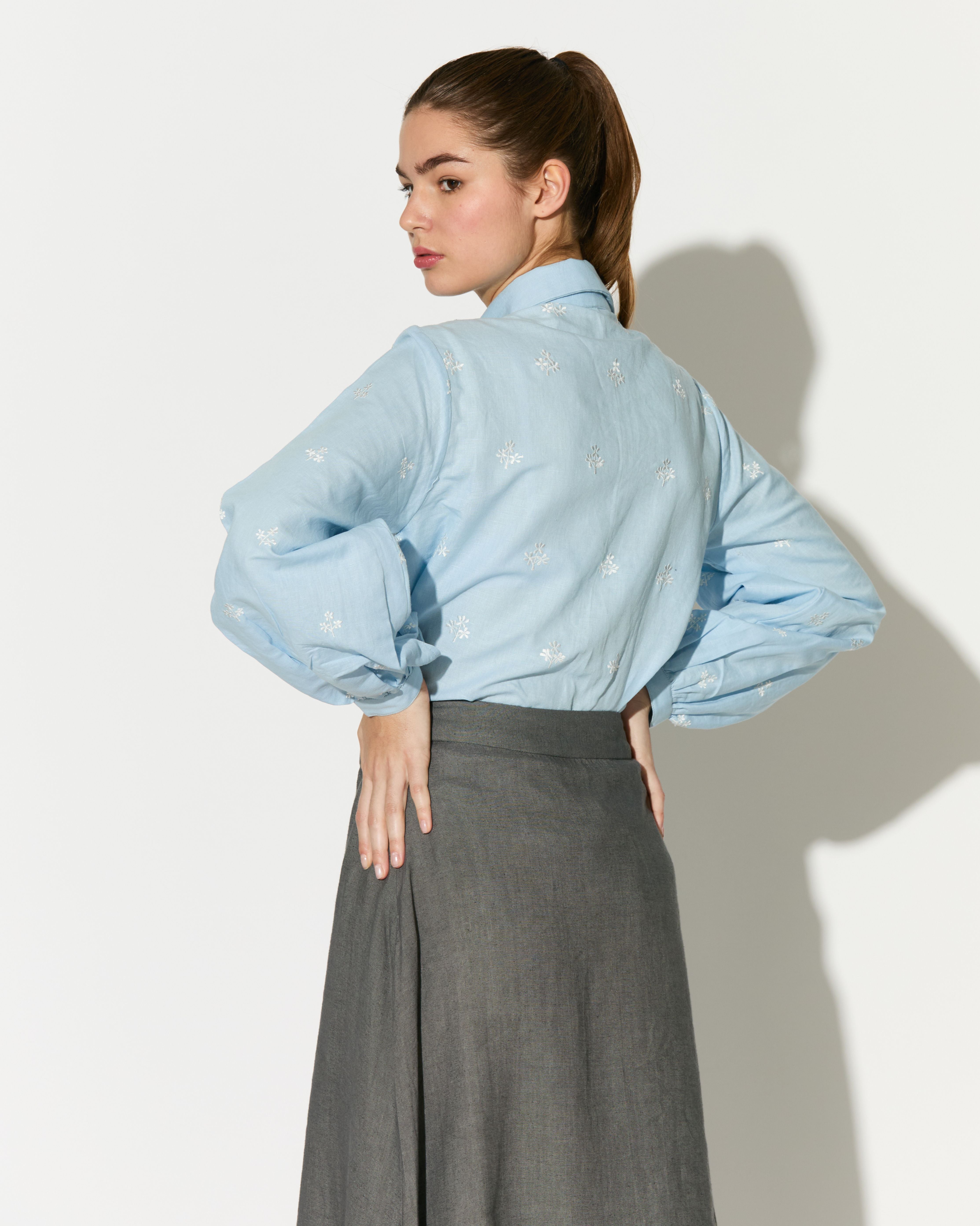 LIGHT BLUE EMBROIDERED SHIRT