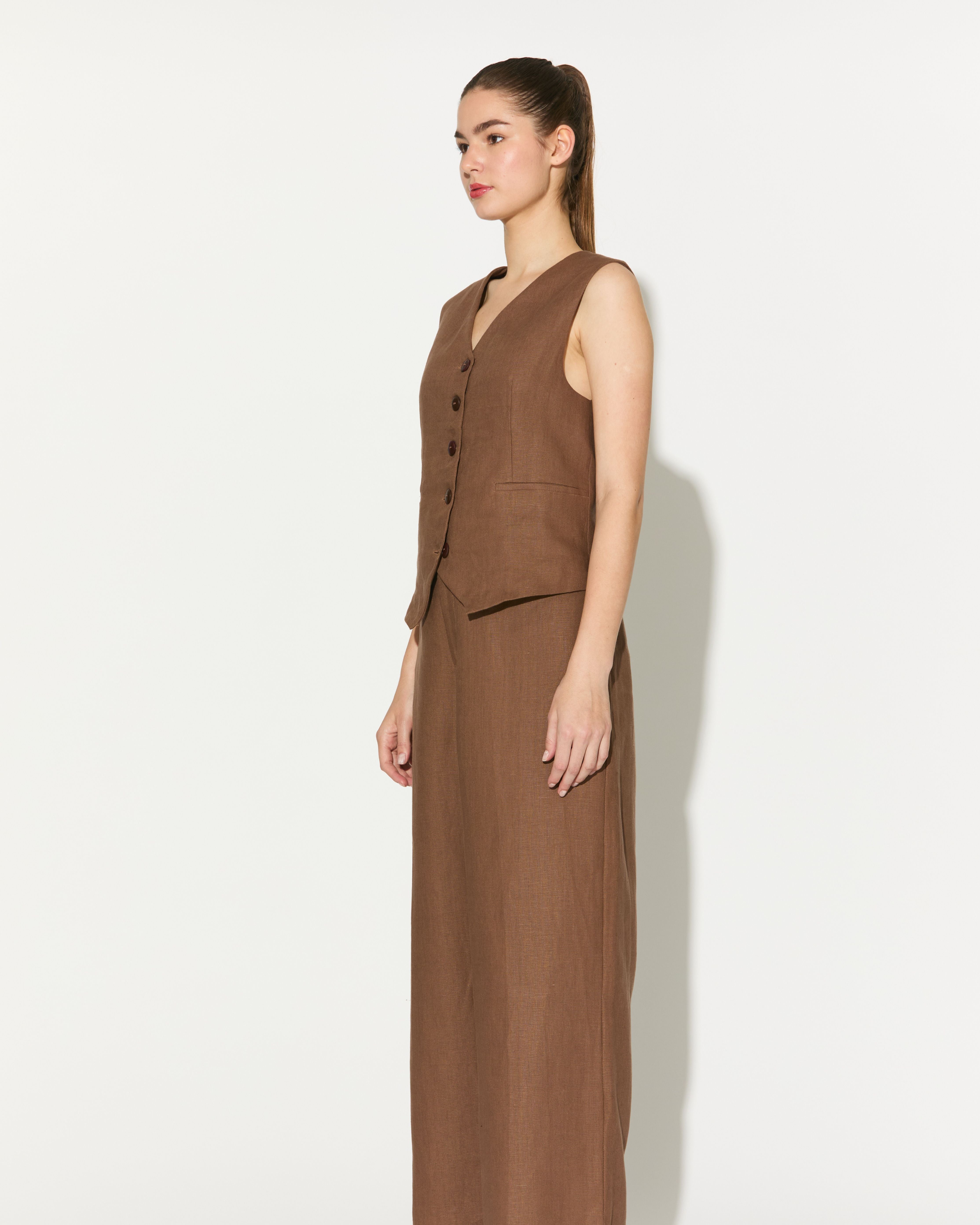 BROWN PLAIN PANTS