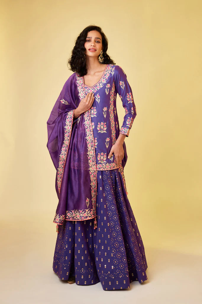 Purple Pink Sharara Set