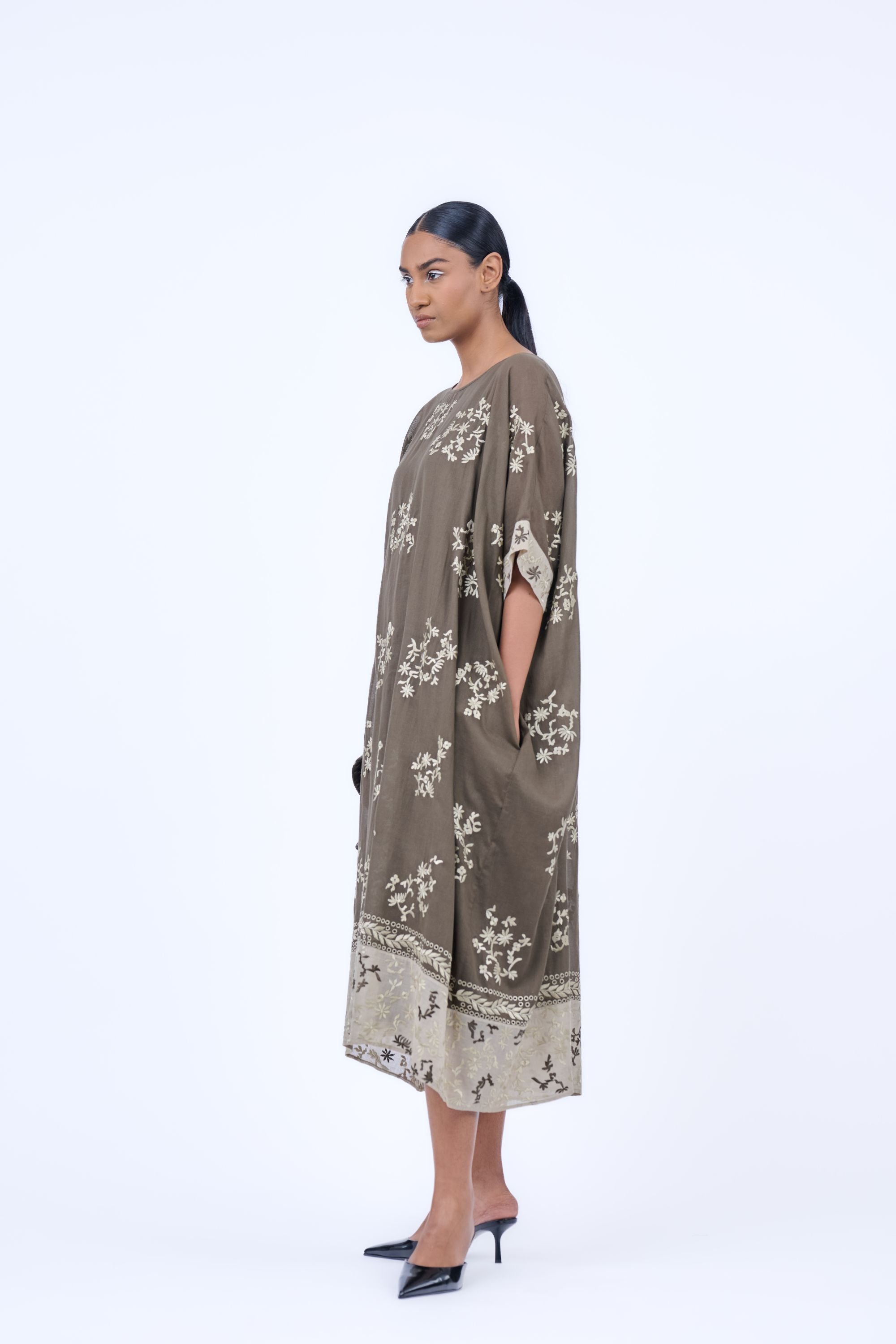 Khaki Nat Handloom Cotton Kaftan
