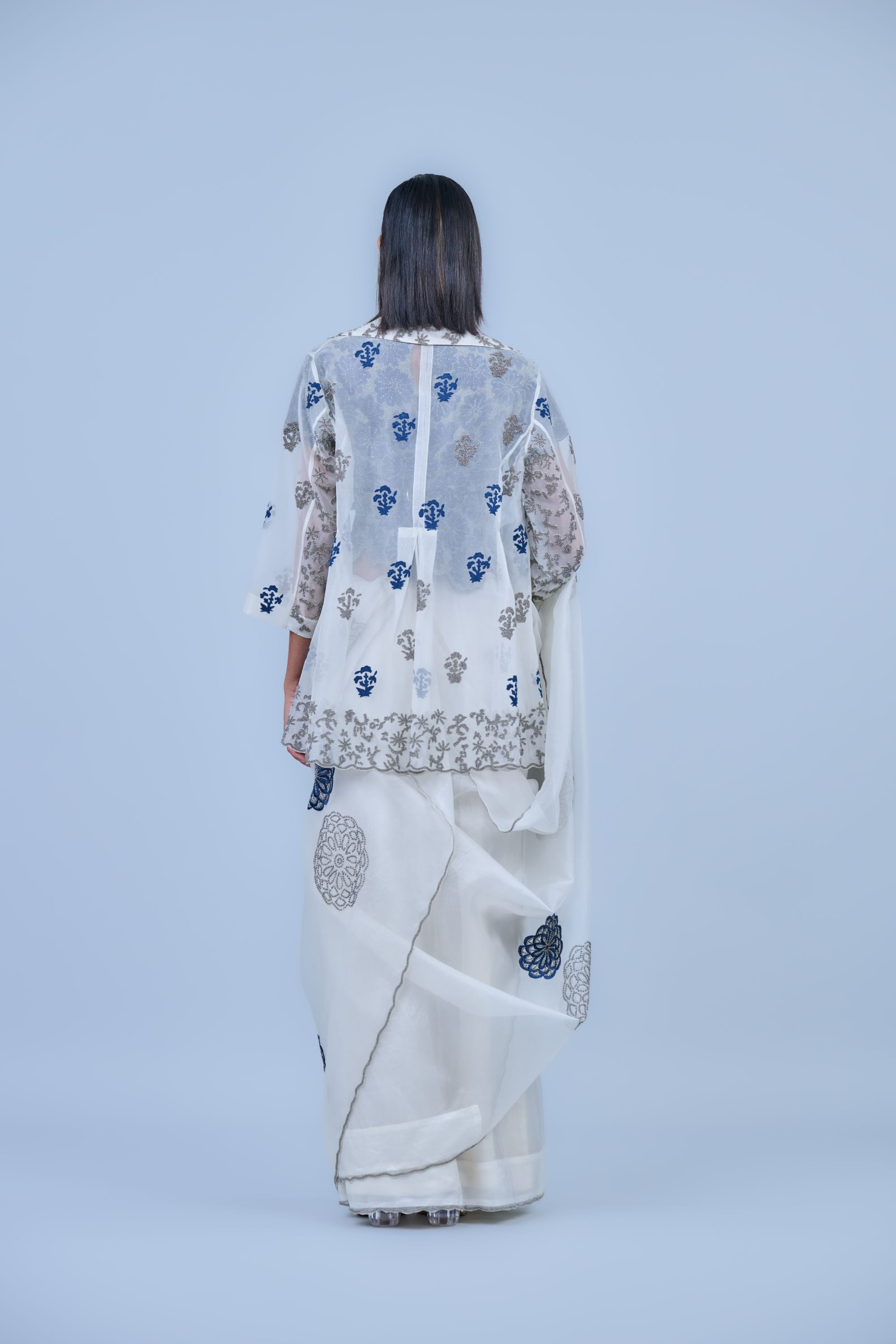 Ecru Spc Slv Silk Organza Jacket