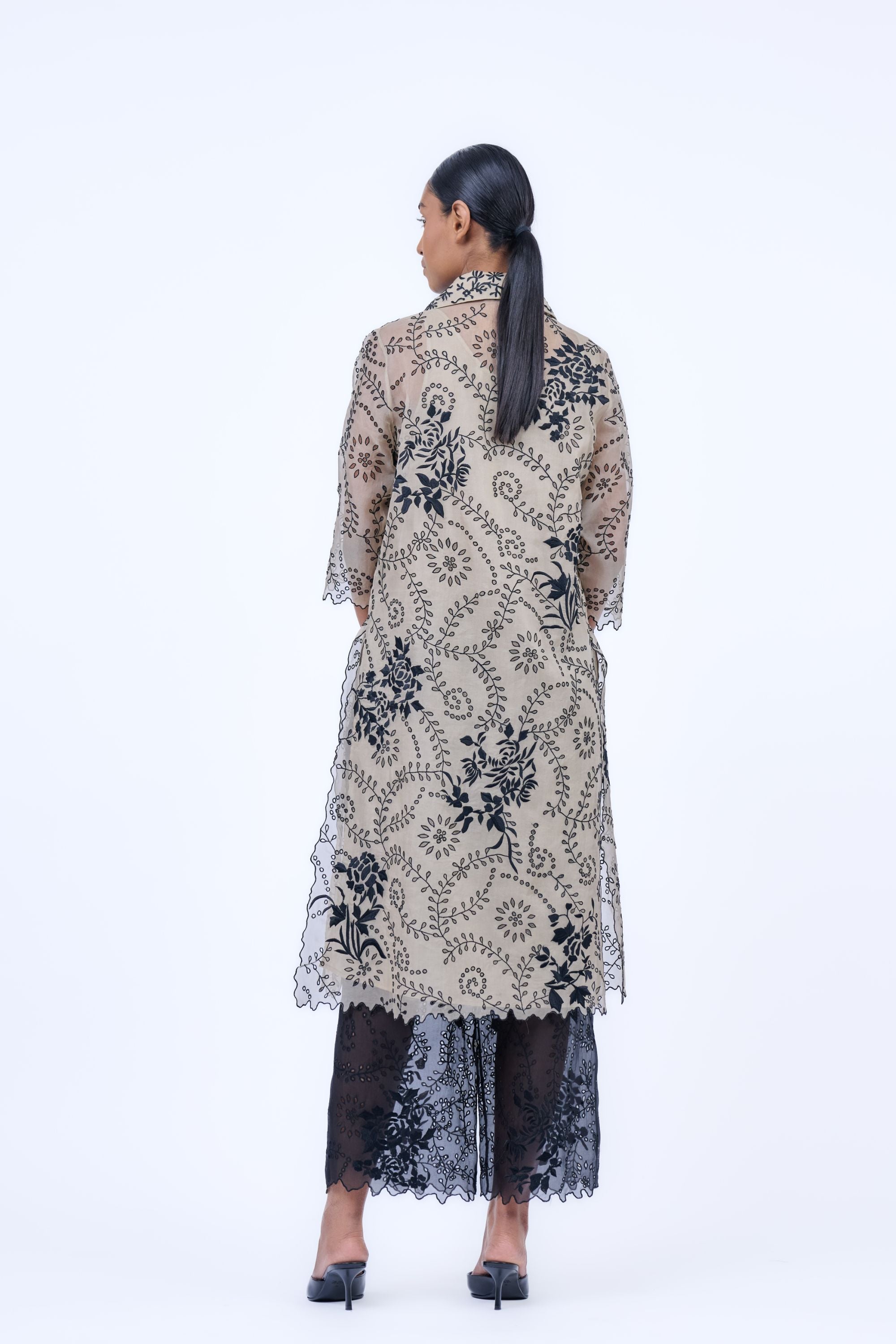 Natural Blk Silk Organza Shirt