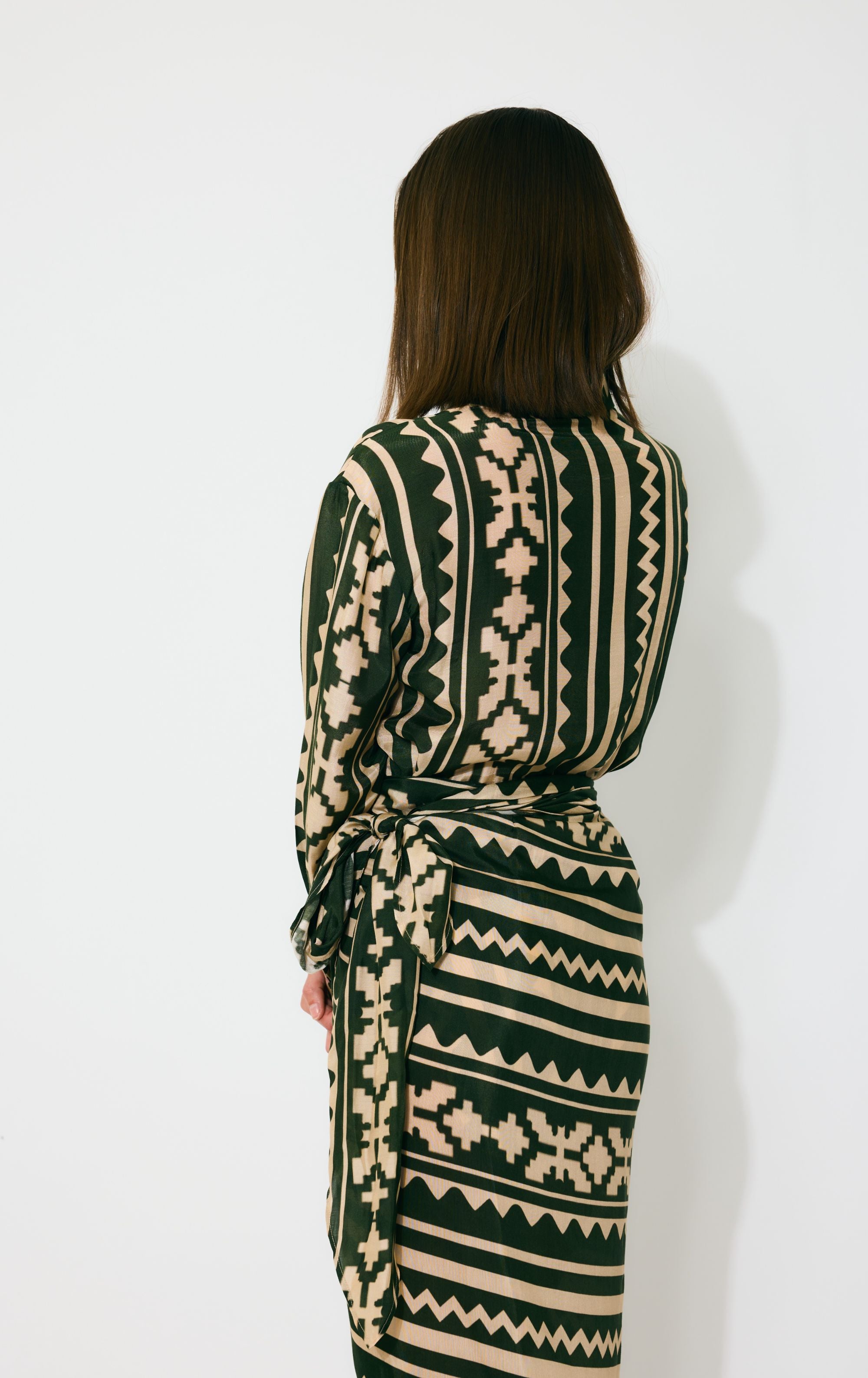 DARK GREEN AND CREAM PATTERN SHIRT