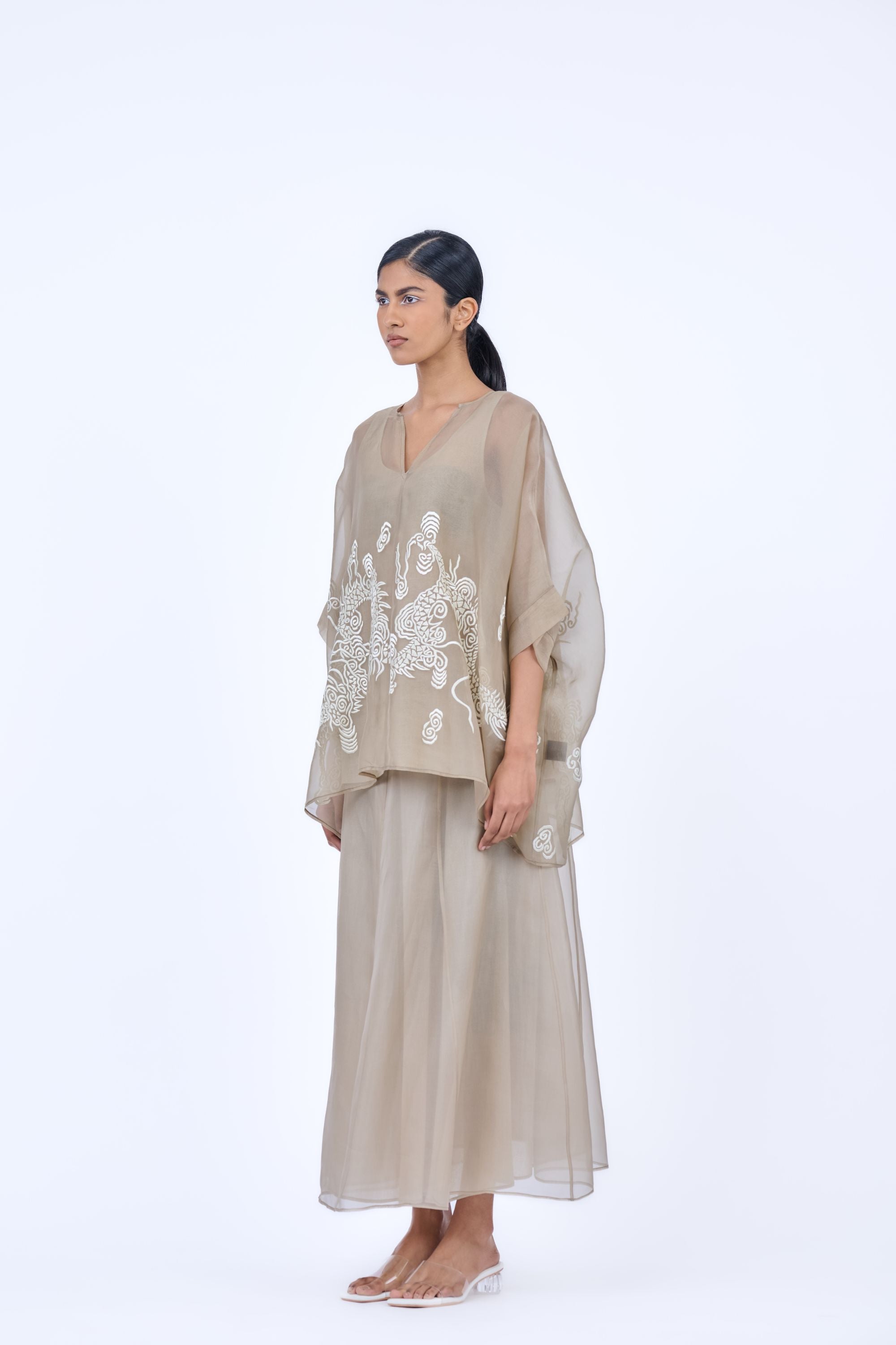 Natural Ec Silk Organza Cape