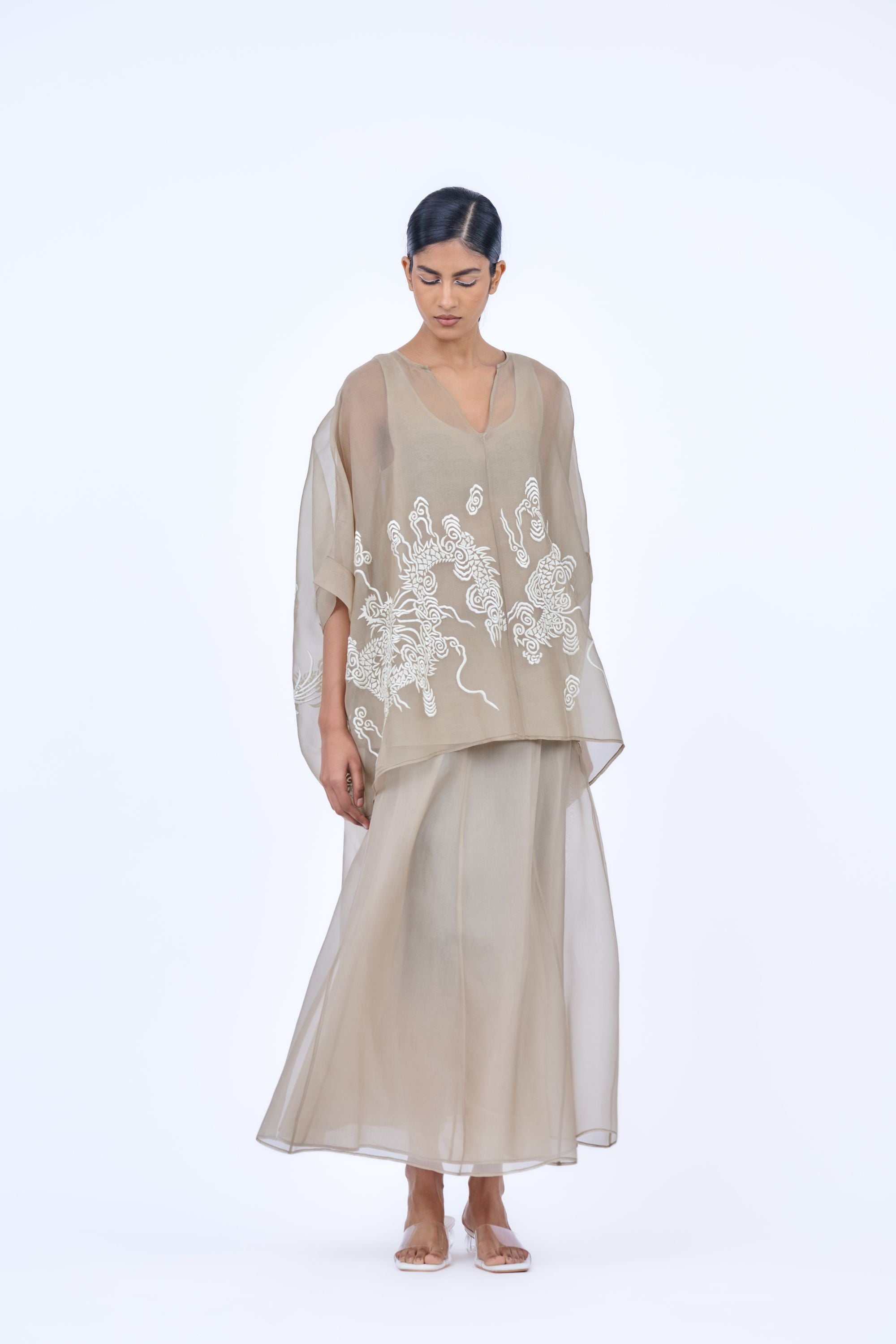 Natural Ec Silk Organza Cape