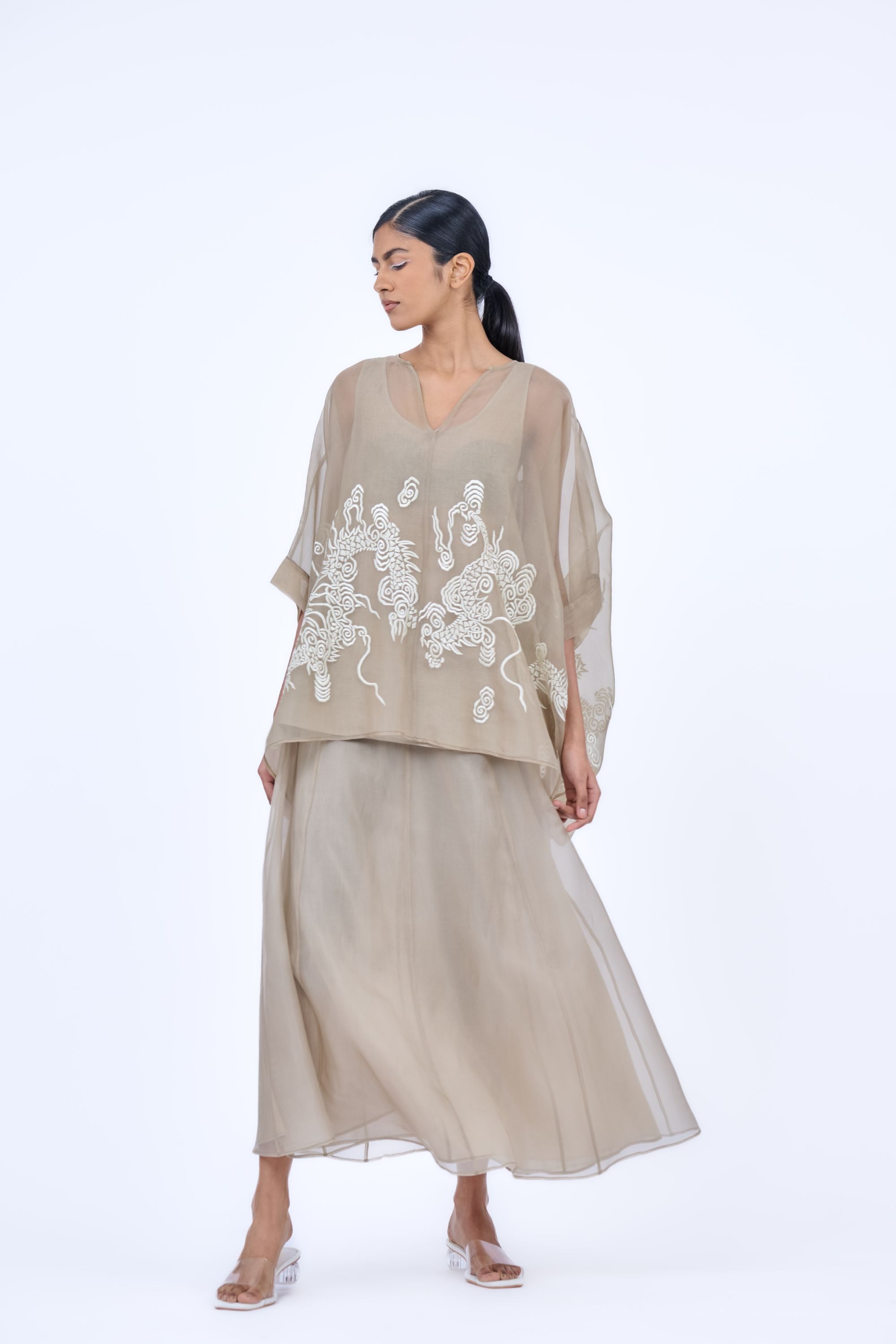 Natural Ec Silk Organza Cape
