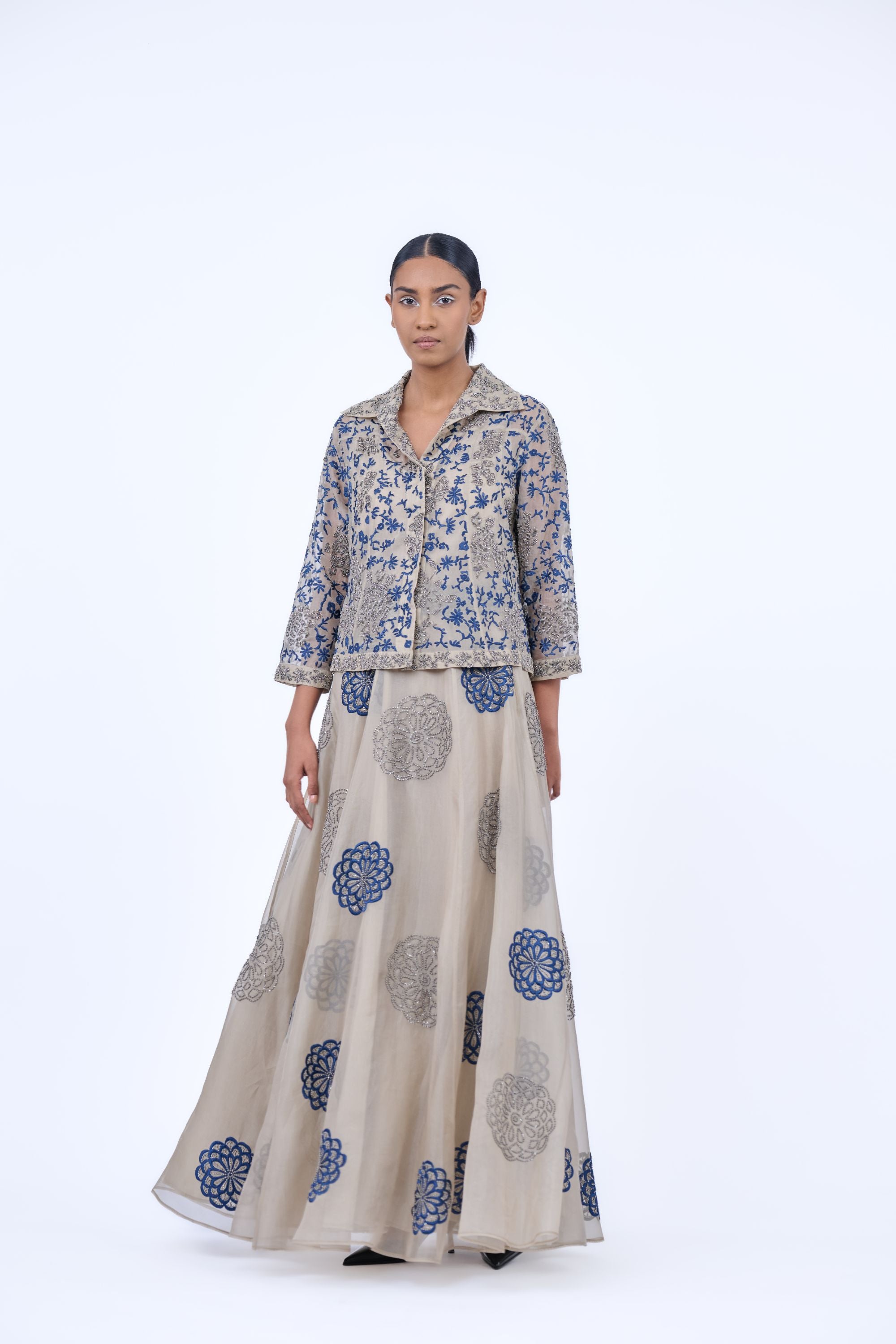 Natural Spc Slv Silk Organza Jacket