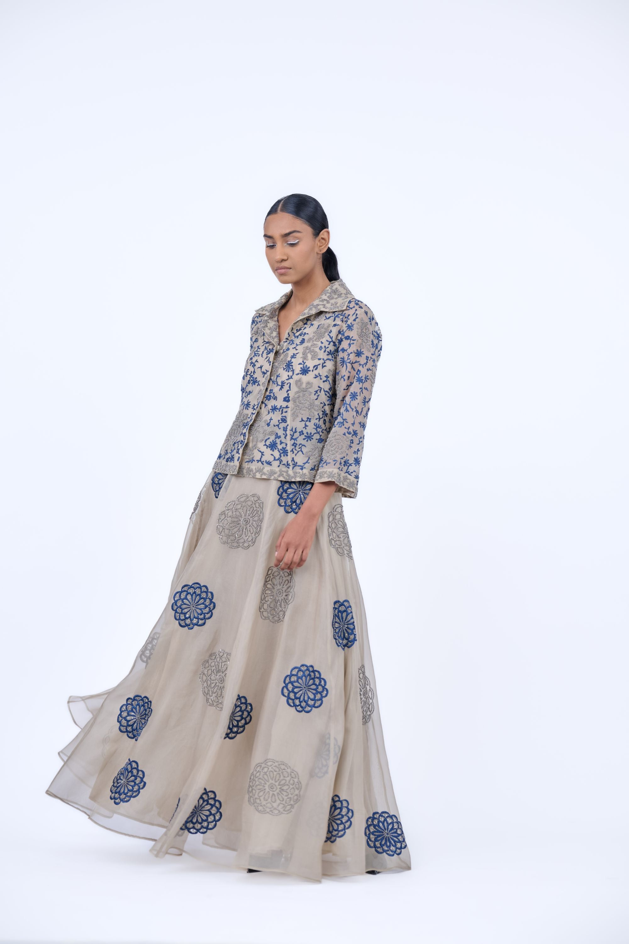 Natural Spc Slv Silk Organza Skirt