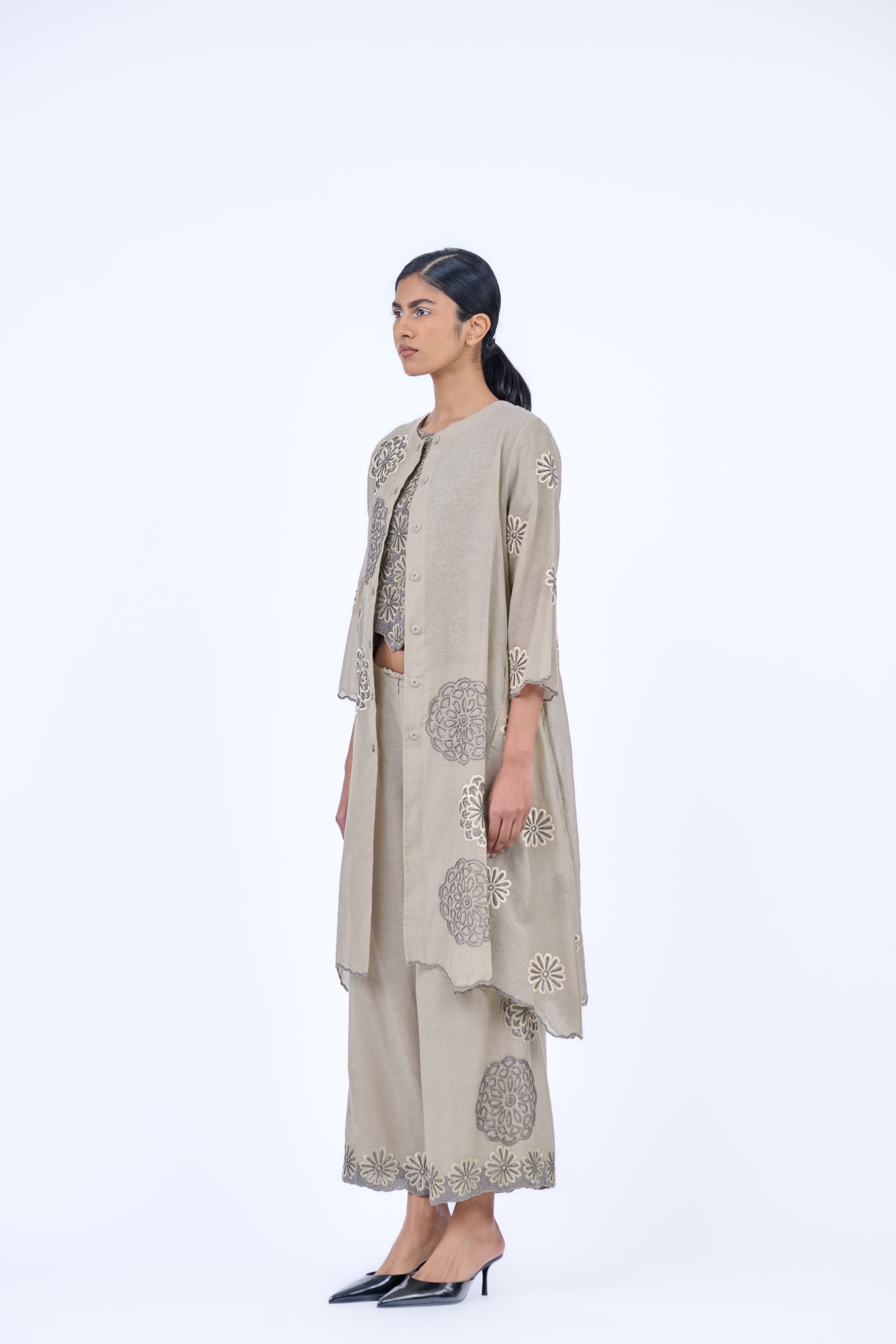Natural Nat Slv Handloom Cotton Jacket