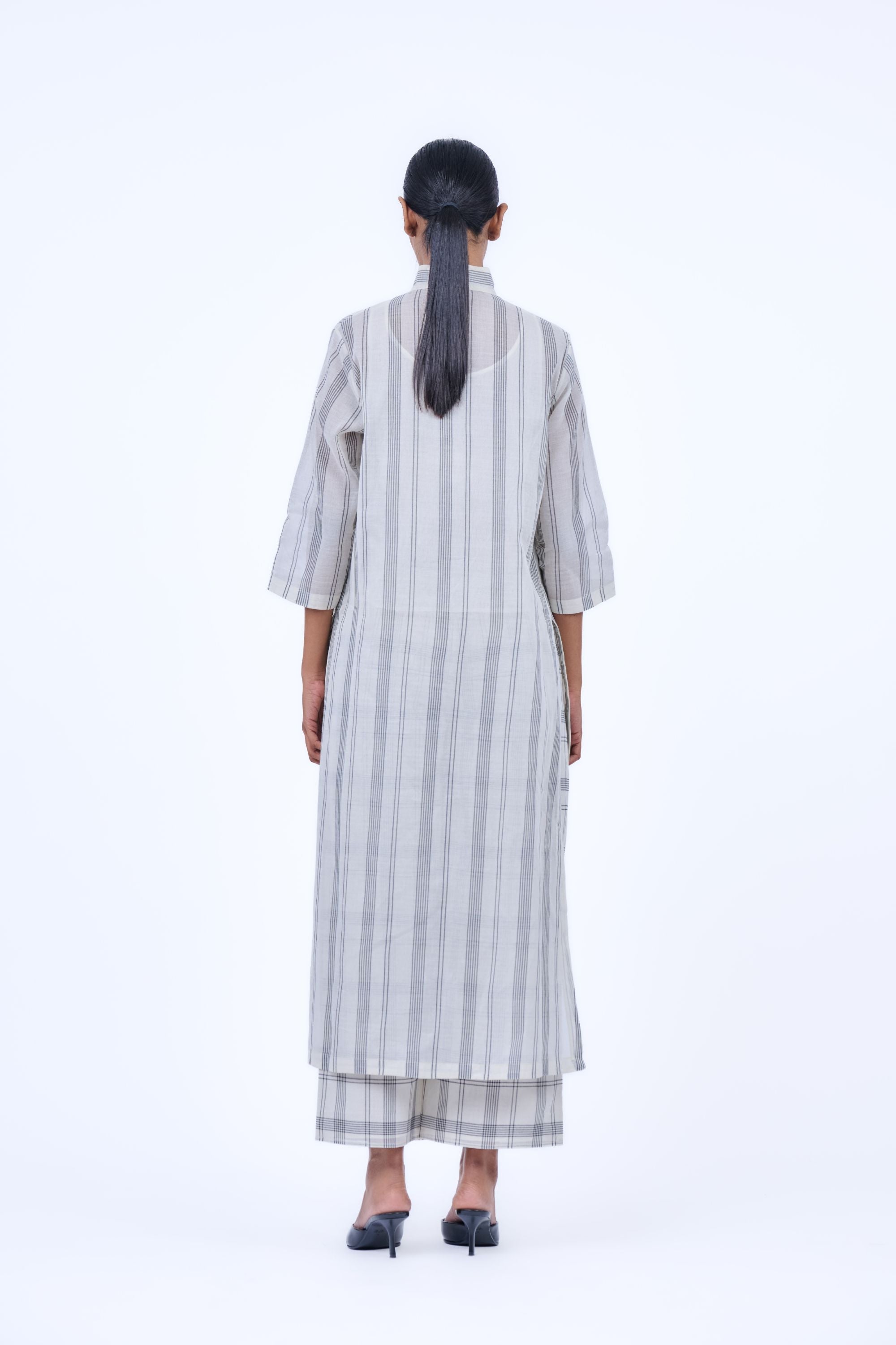 Ecru Ec Yarn Dyed Cotton Kurta