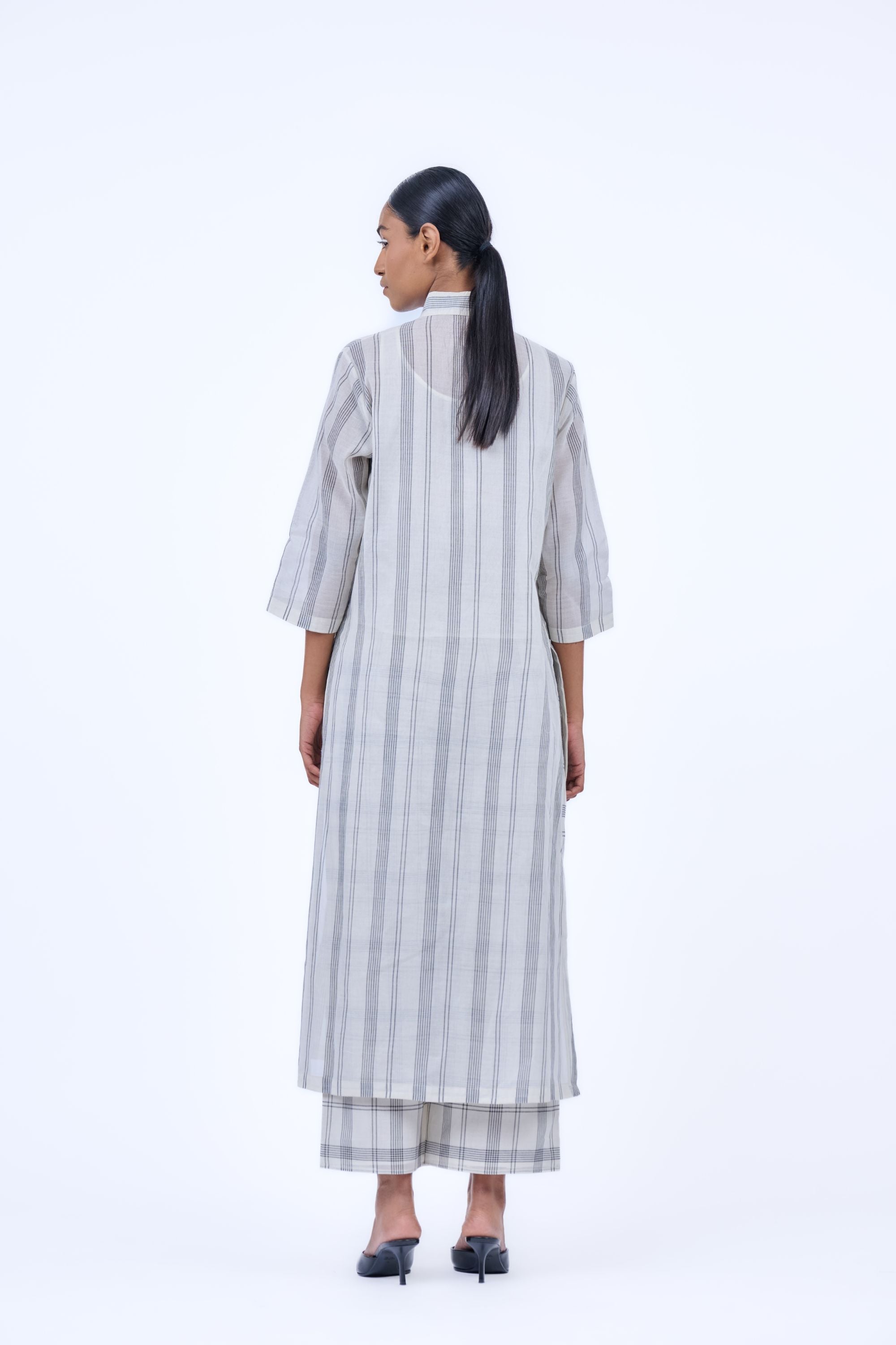 Ecru Ec Yarn Dyed Cotton Kurta