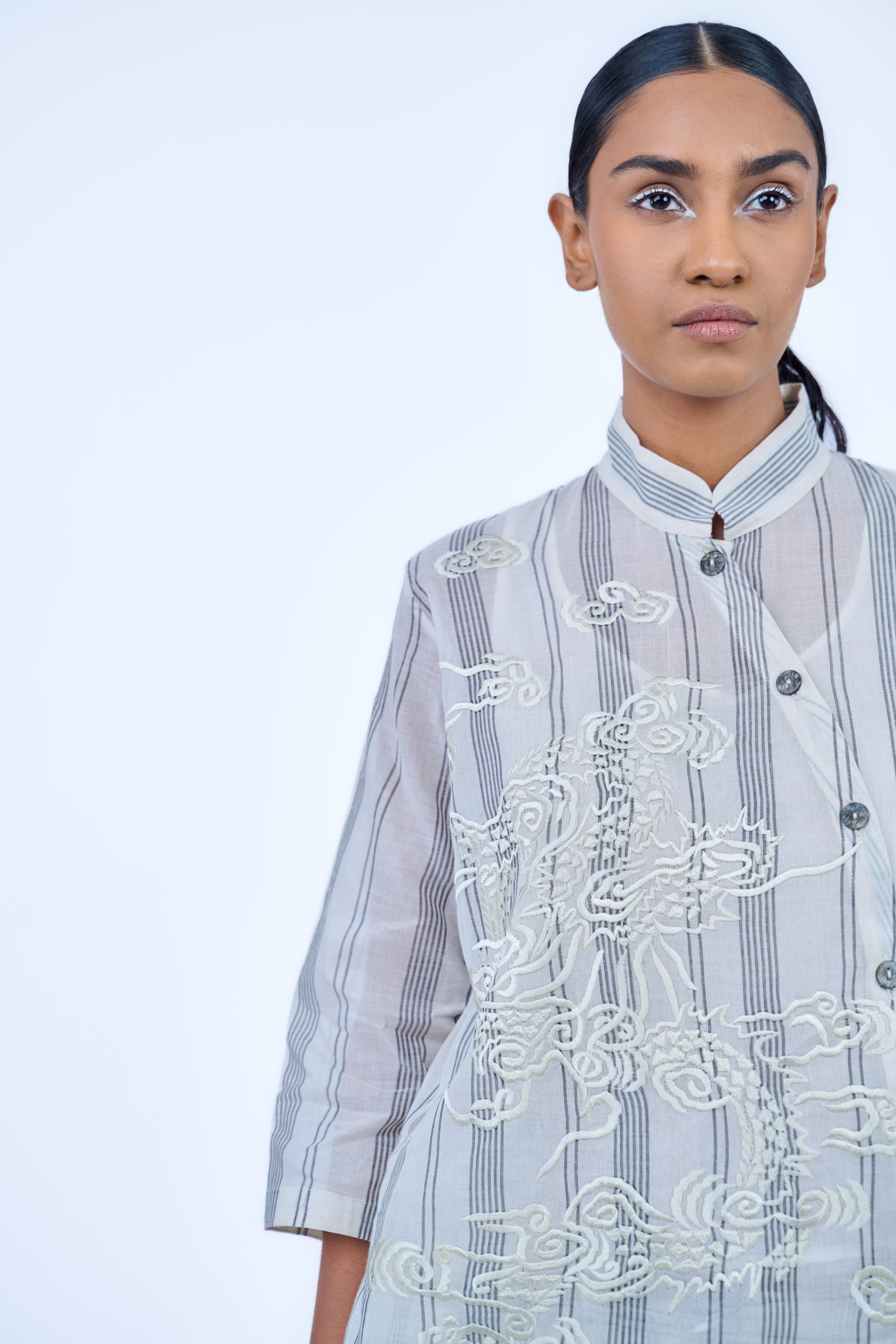 Ecru Ec Yarn Dyed Cotton Kurta