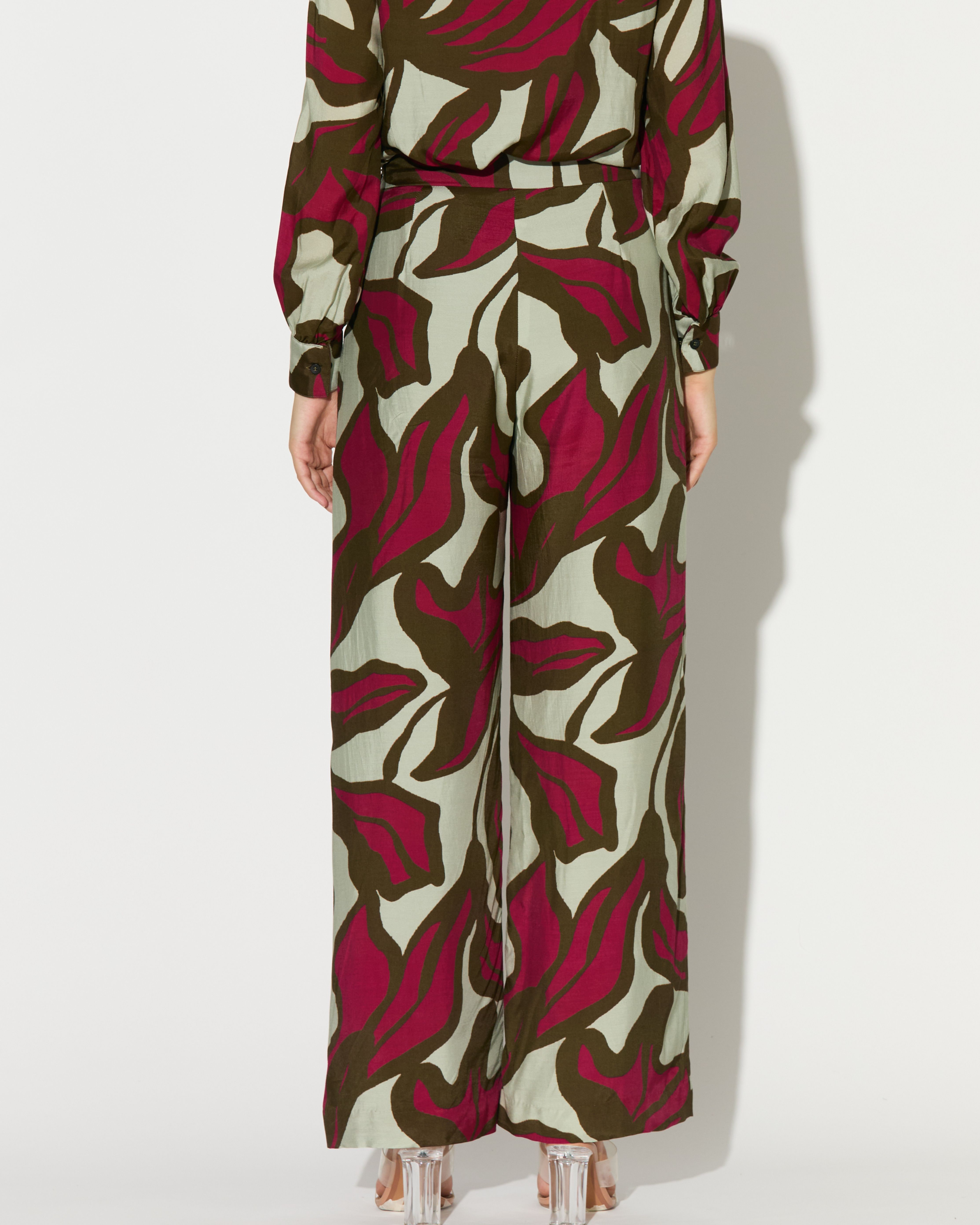 BEIGE, PINK AND GREEN FLORAL PANTS