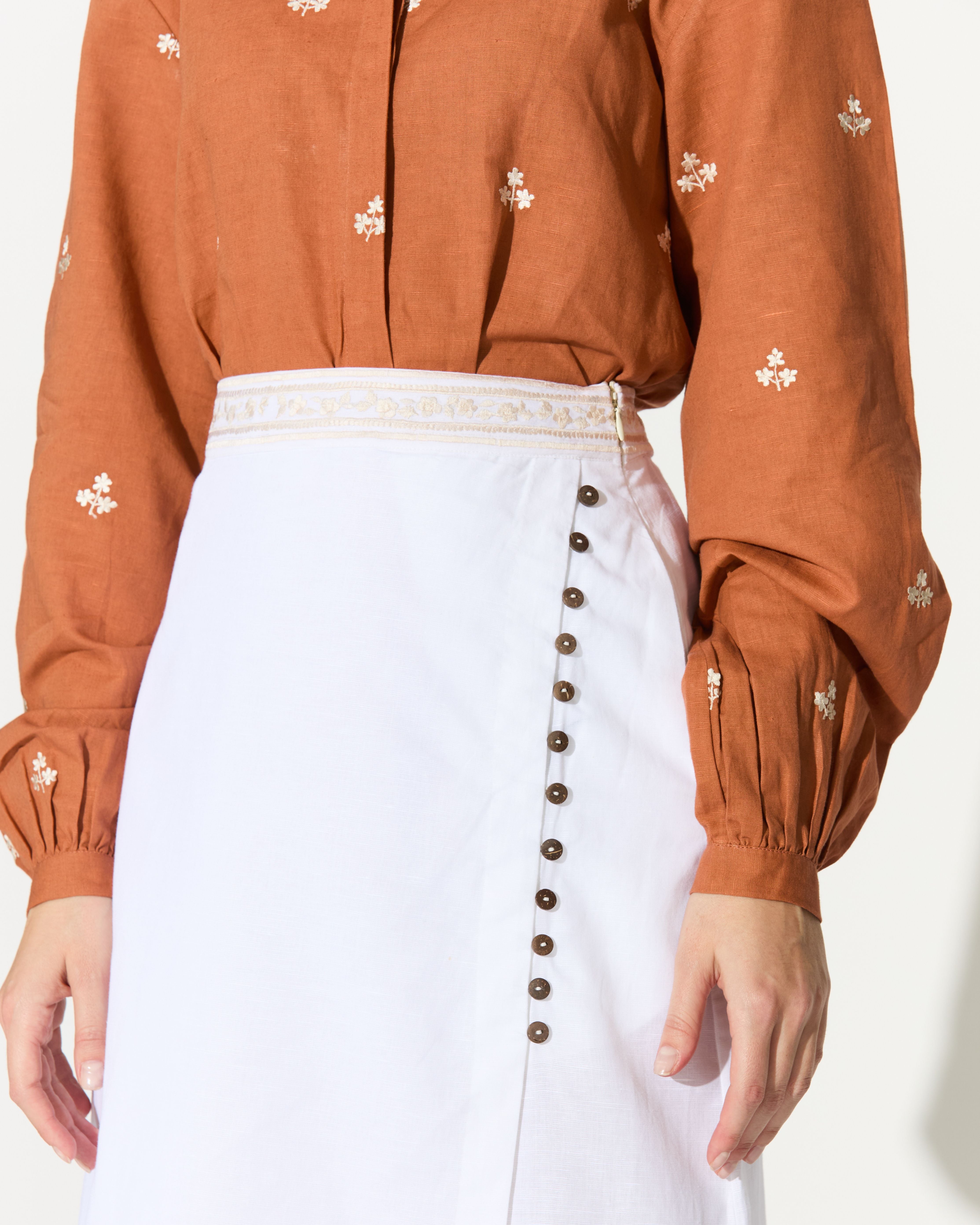 DARK ORANGE EMBROIDERED SHIRT