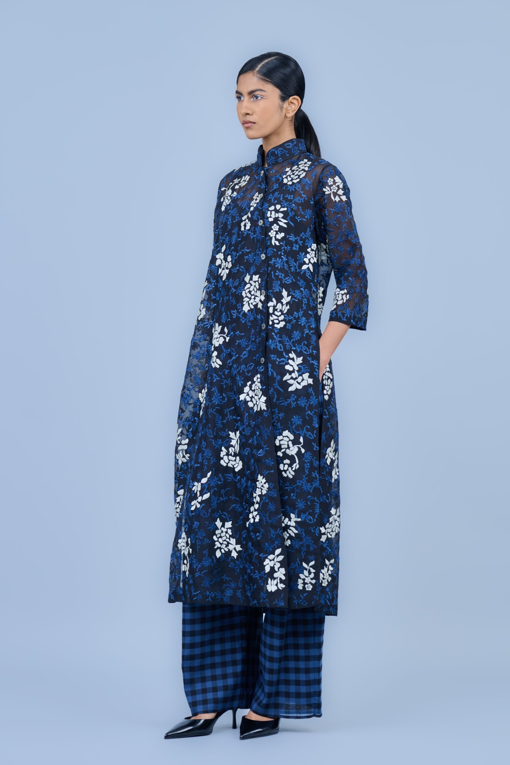 Black Spc Ec Handloom Cotton Kurta