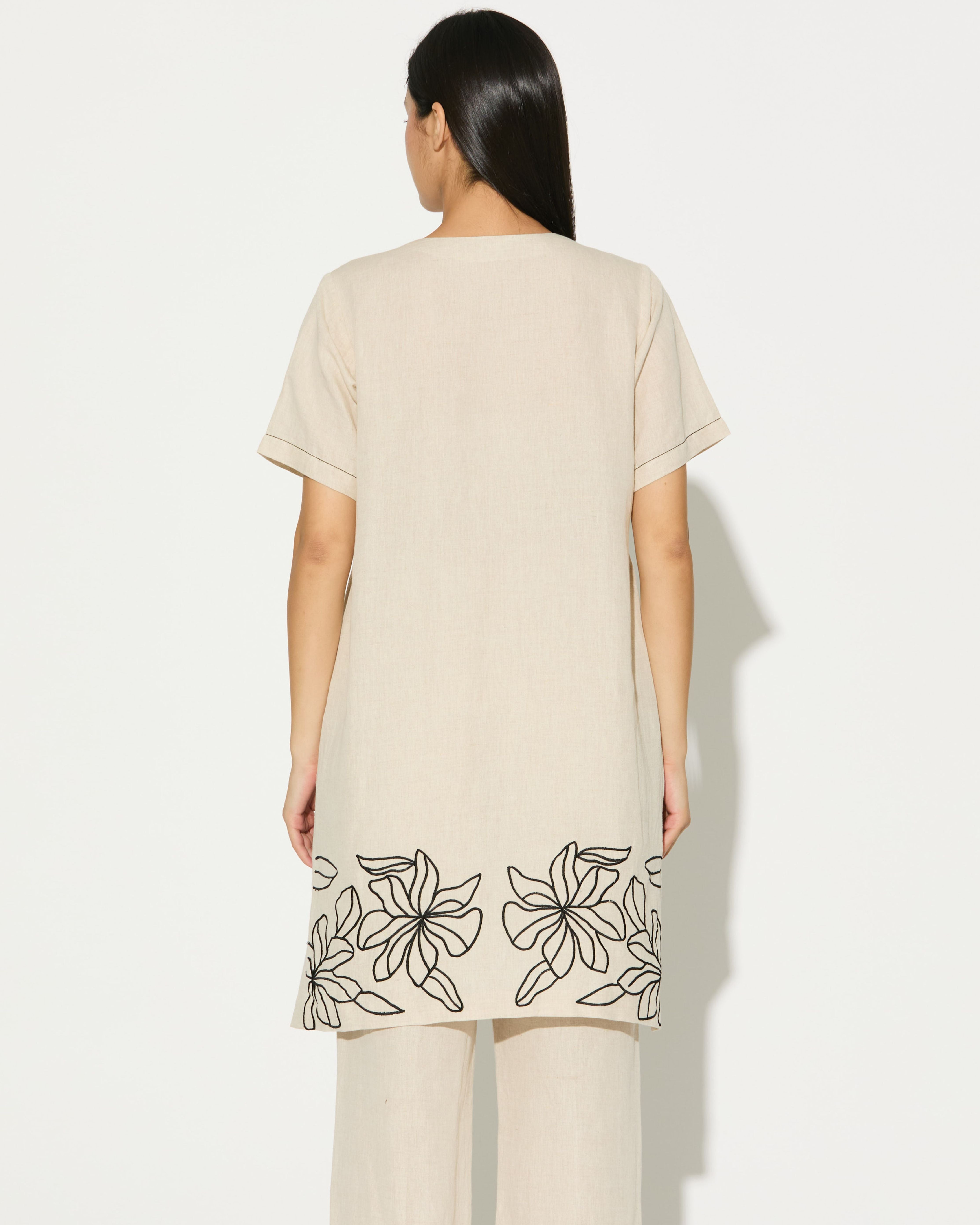 CREAM EMBROIDERED KURTA SHIRT