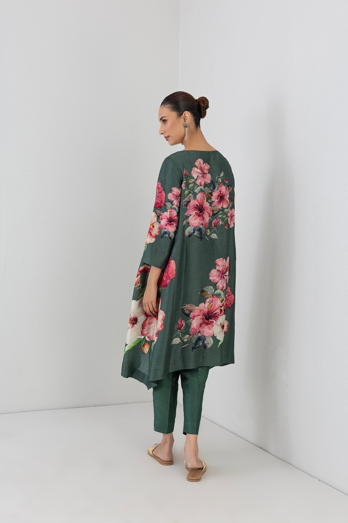 Eucalyptus Dupion Hibiscus Printed Tunic