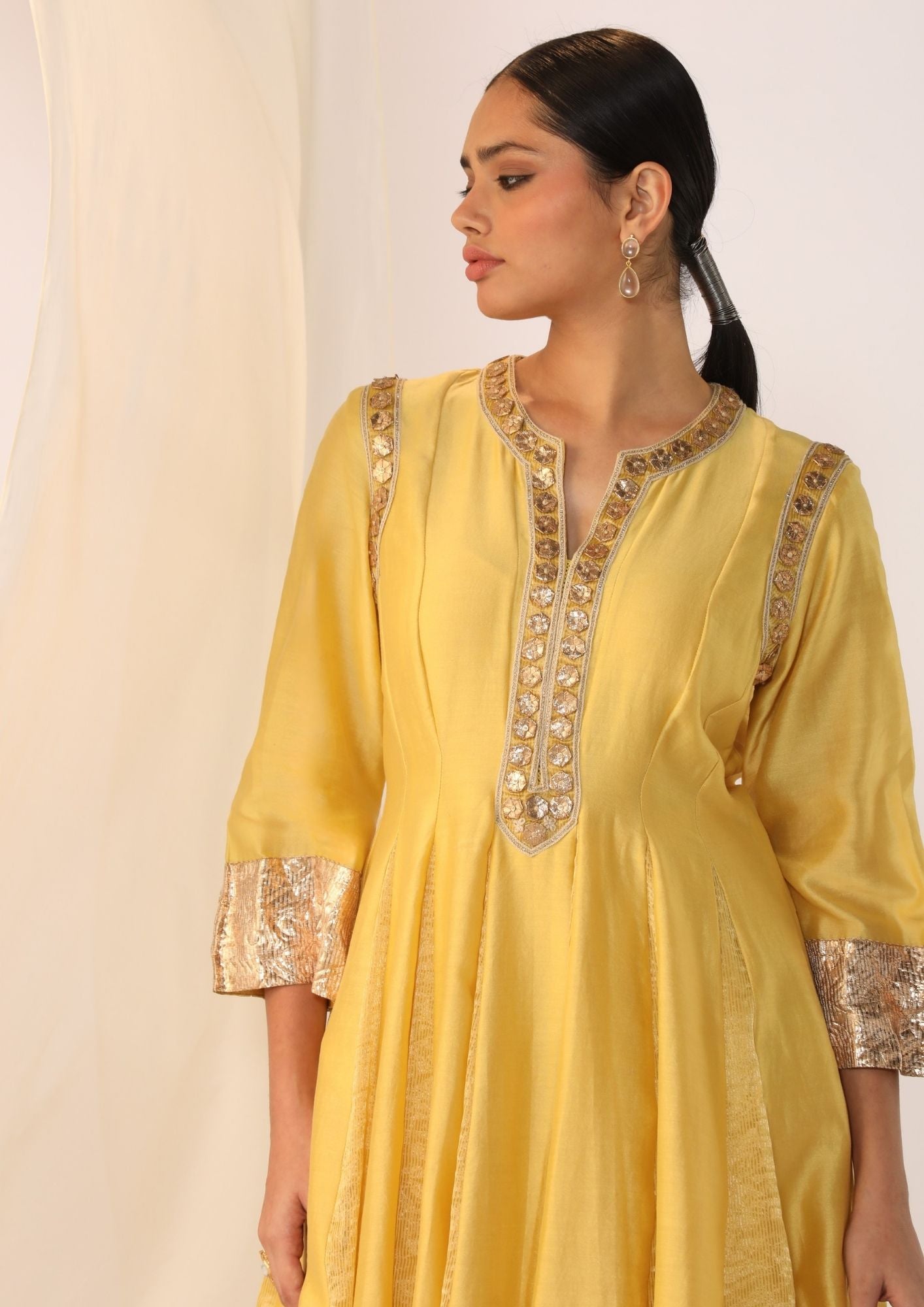 Godet Kurta Gota Handwork Paired With Pants & Luxrious Dupatta