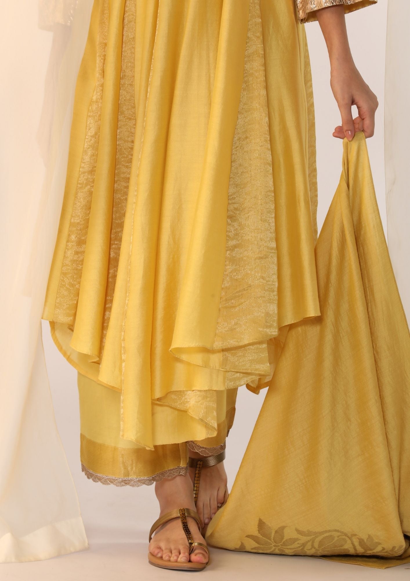 Godet Kurta Gota Handwork Paired With Pants & Luxrious Dupatta